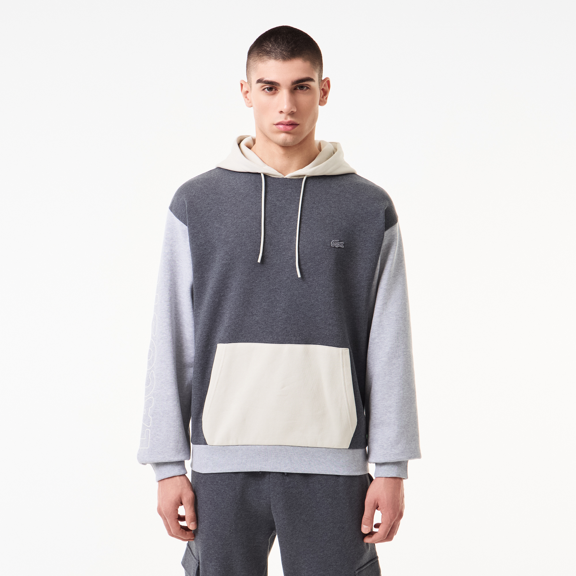 

Мужская толстовка - худи Lacoste с капюшоном, Серый