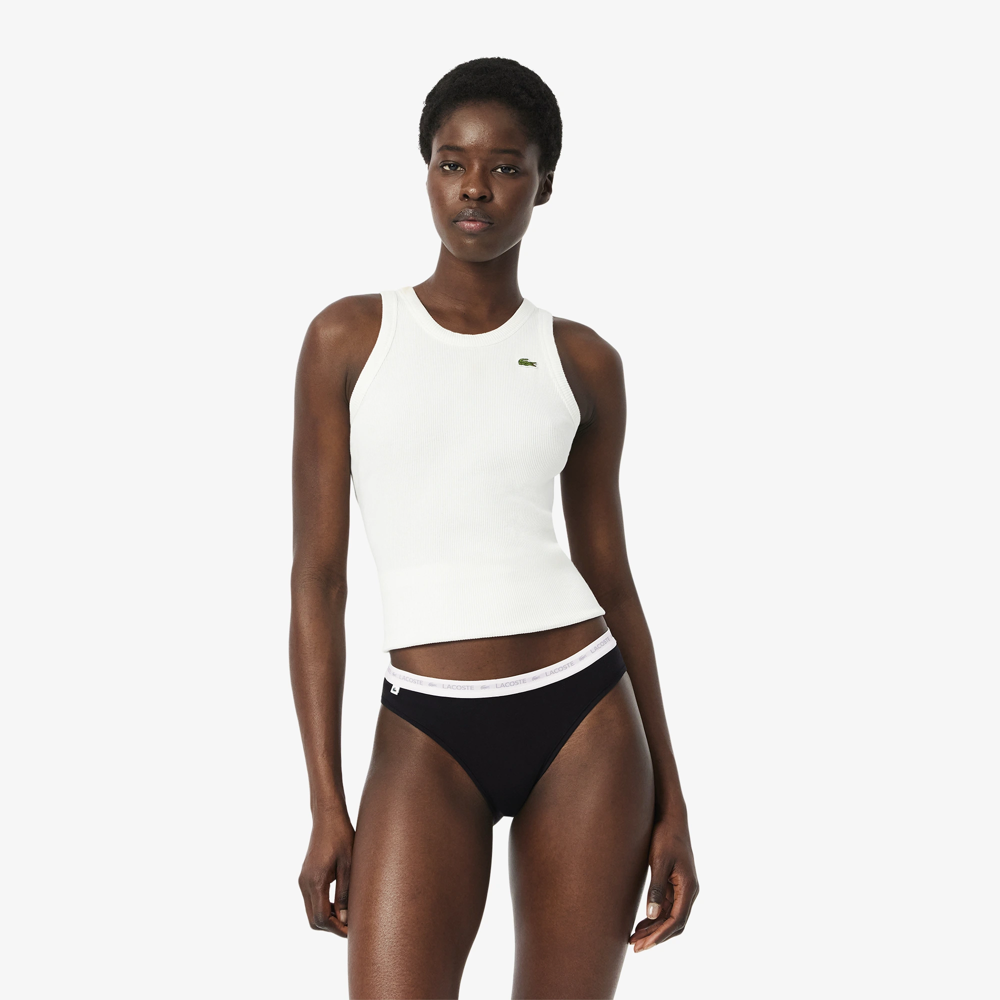 

Женские трусы Lacoste из эластичного хлопка (3ед.), Чёрный