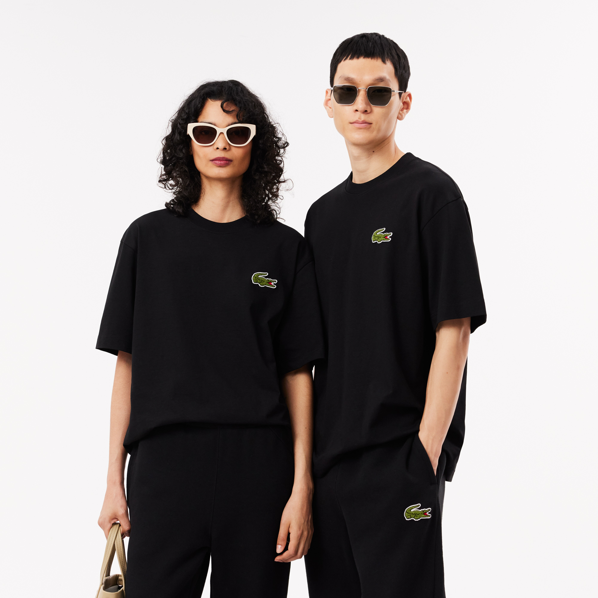 

Хлопковая футболка Lacoste унисекс, Чёрный
