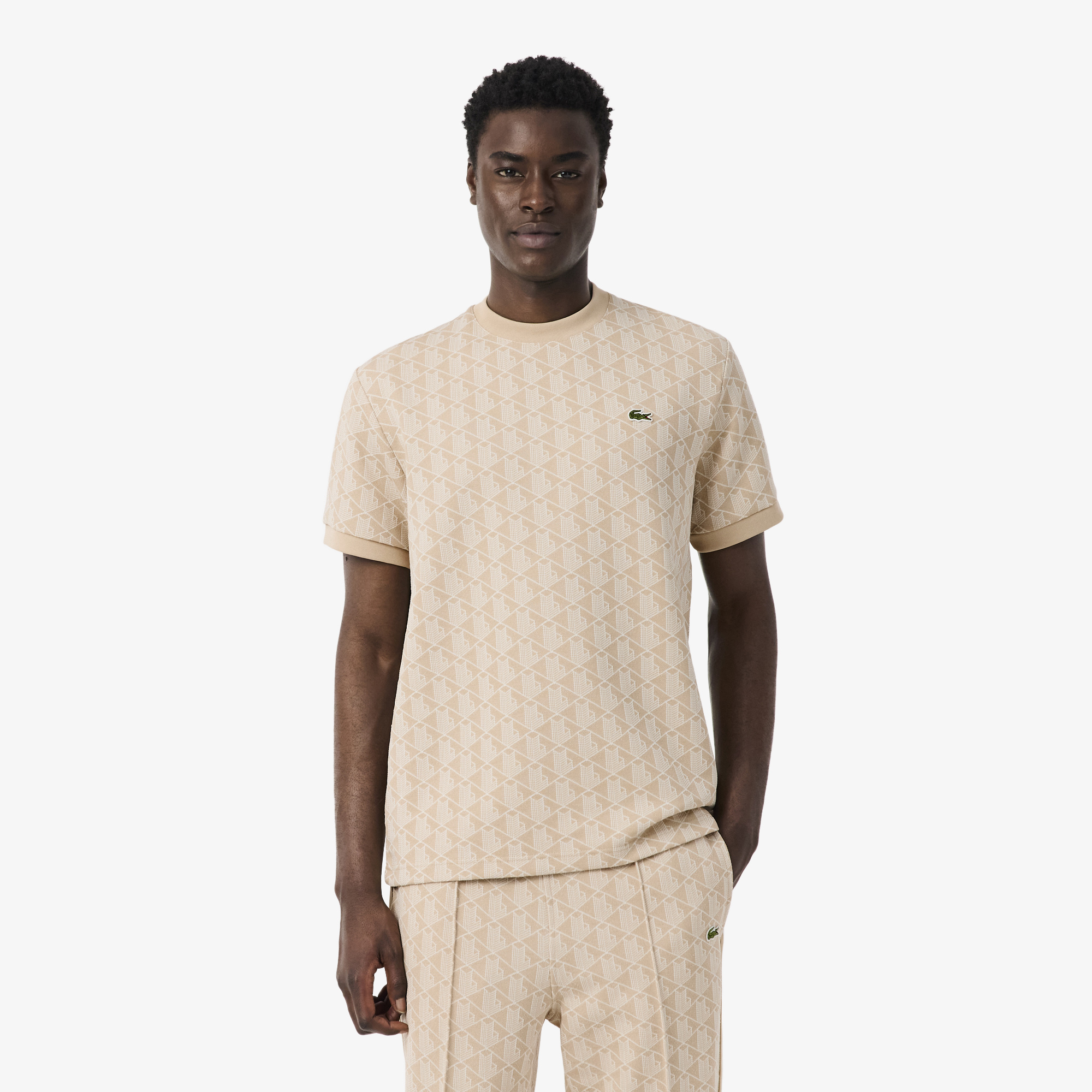 Мужская жаккардовая футболка Lacoste, коричневый, арт. TH1197