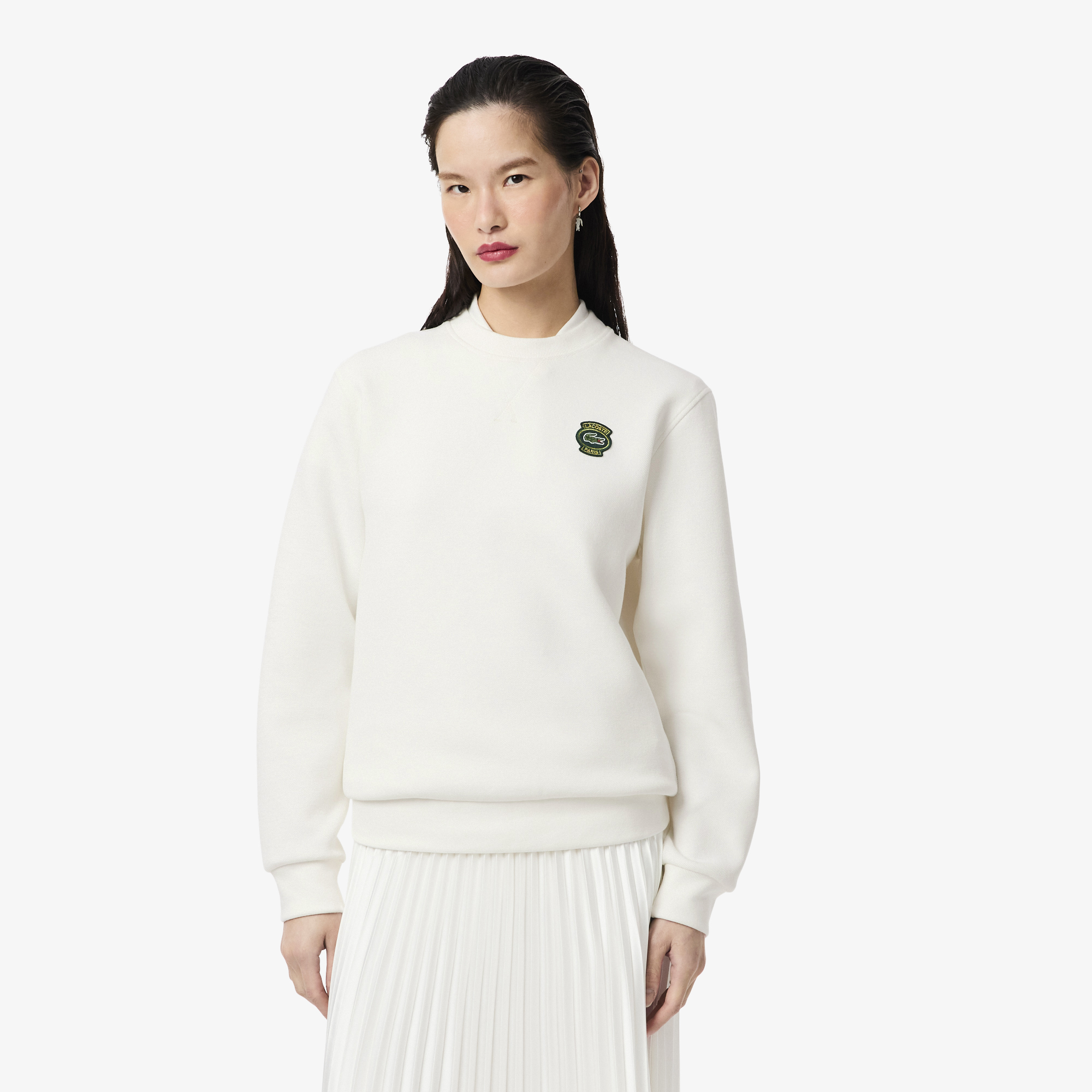 Женский свитшот Lacoste с нашивкой, белый, арт. SF8006