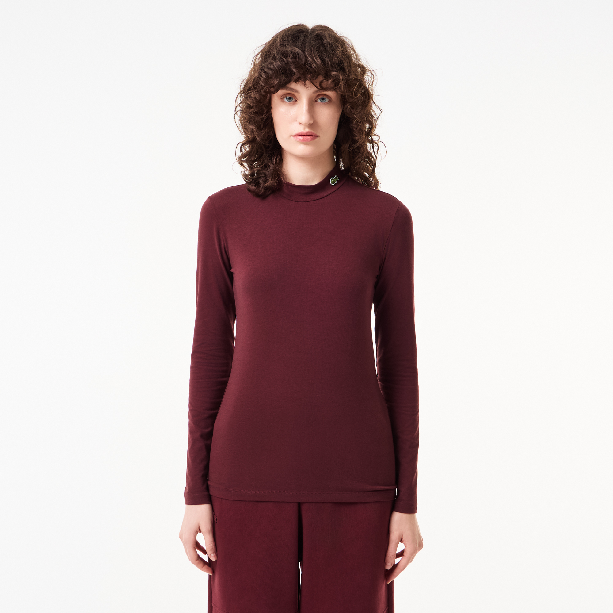 

Женский лонгслив Lacoste приталенного кроя, Красный