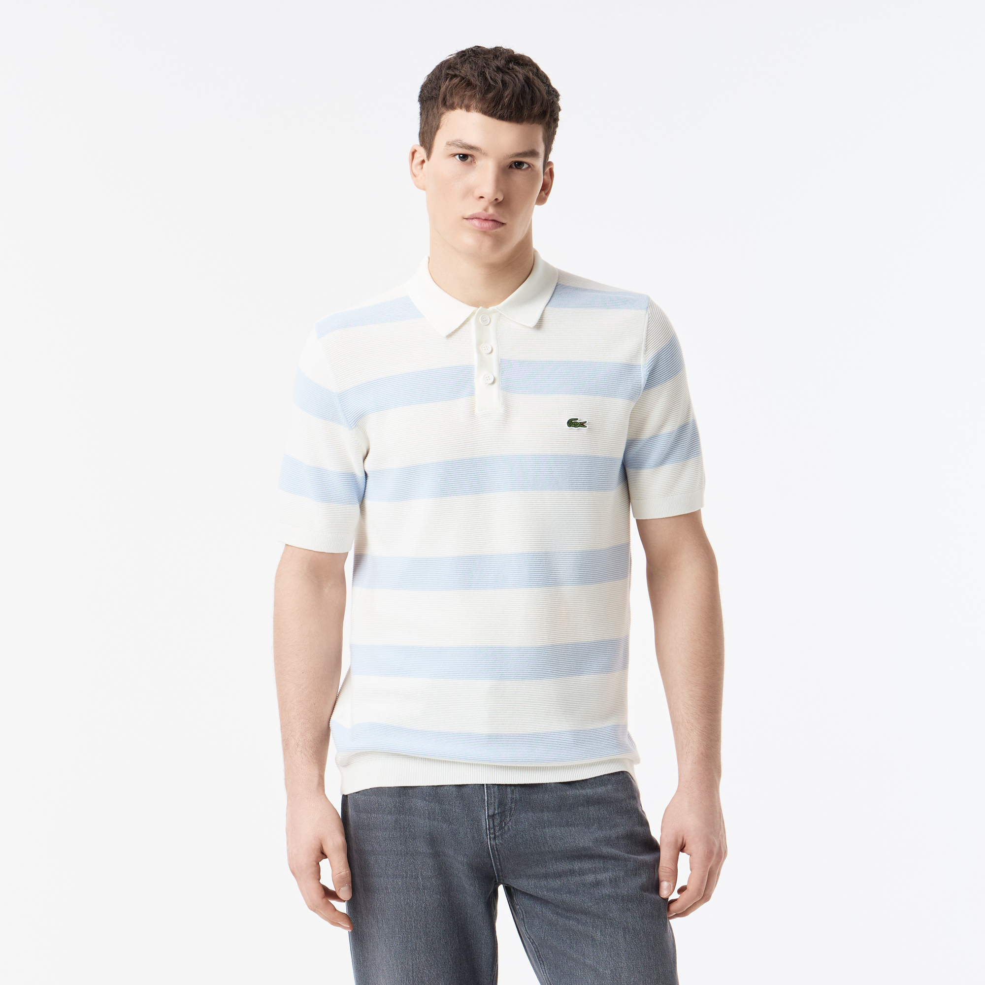 Мужское трикотажное поло Lacoste, голубой, арт. AH0411