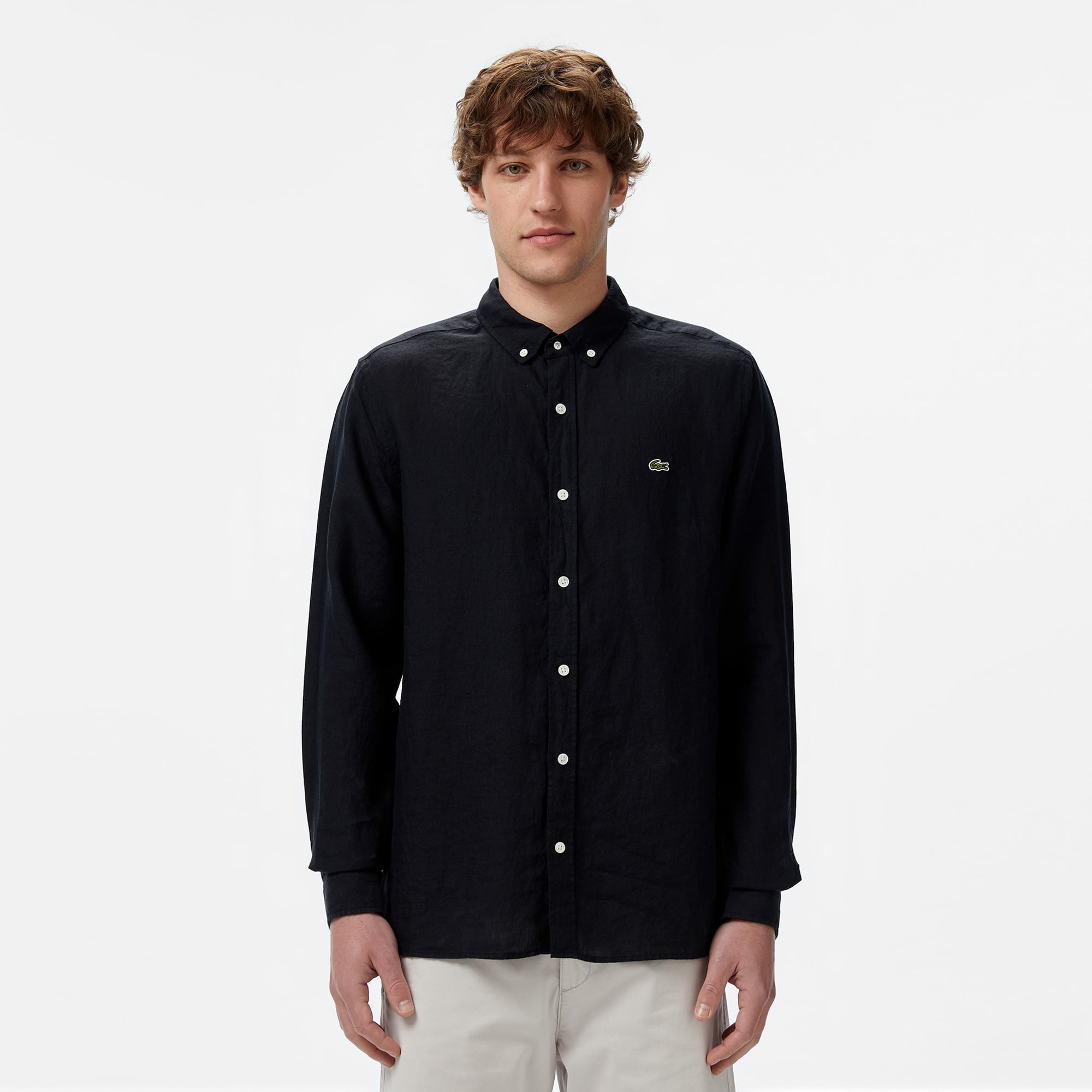 Мужская льняная рубашка Lacoste, черный, арт. CH5692T