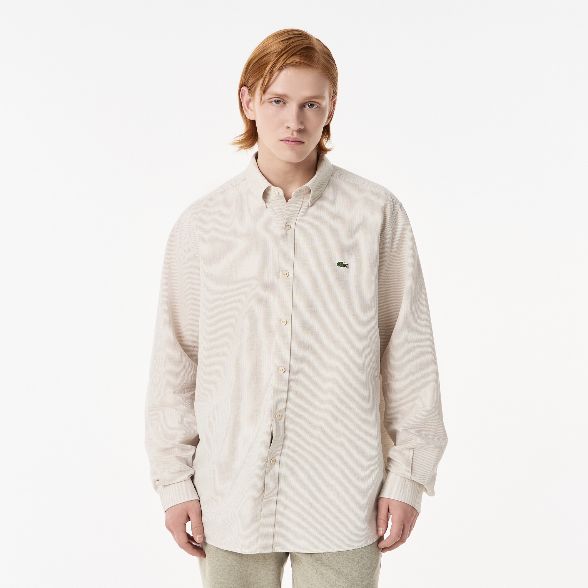 

Мужская рубашка Lacoste из смеси хлопка и льна, Бежевый