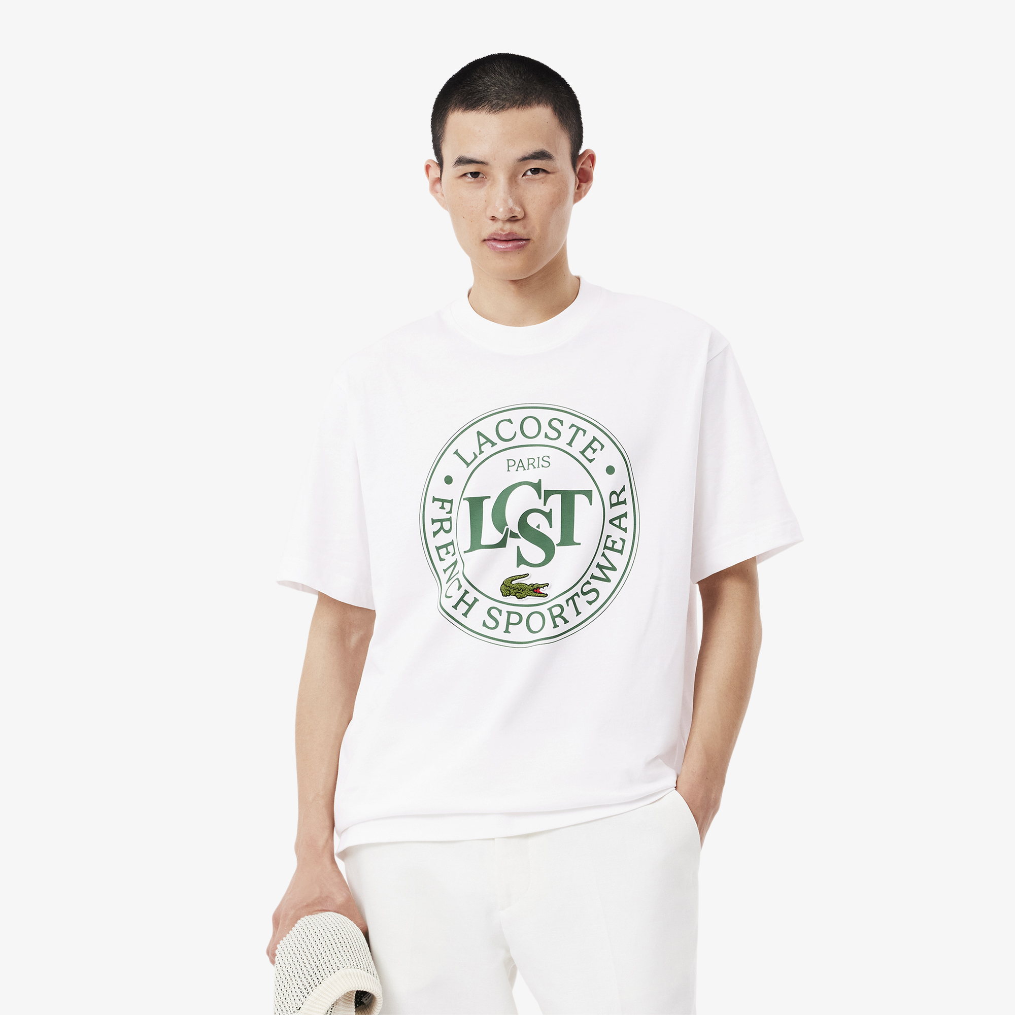 Мужская футболка Lacoste с принтом, белый, арт. TH2753