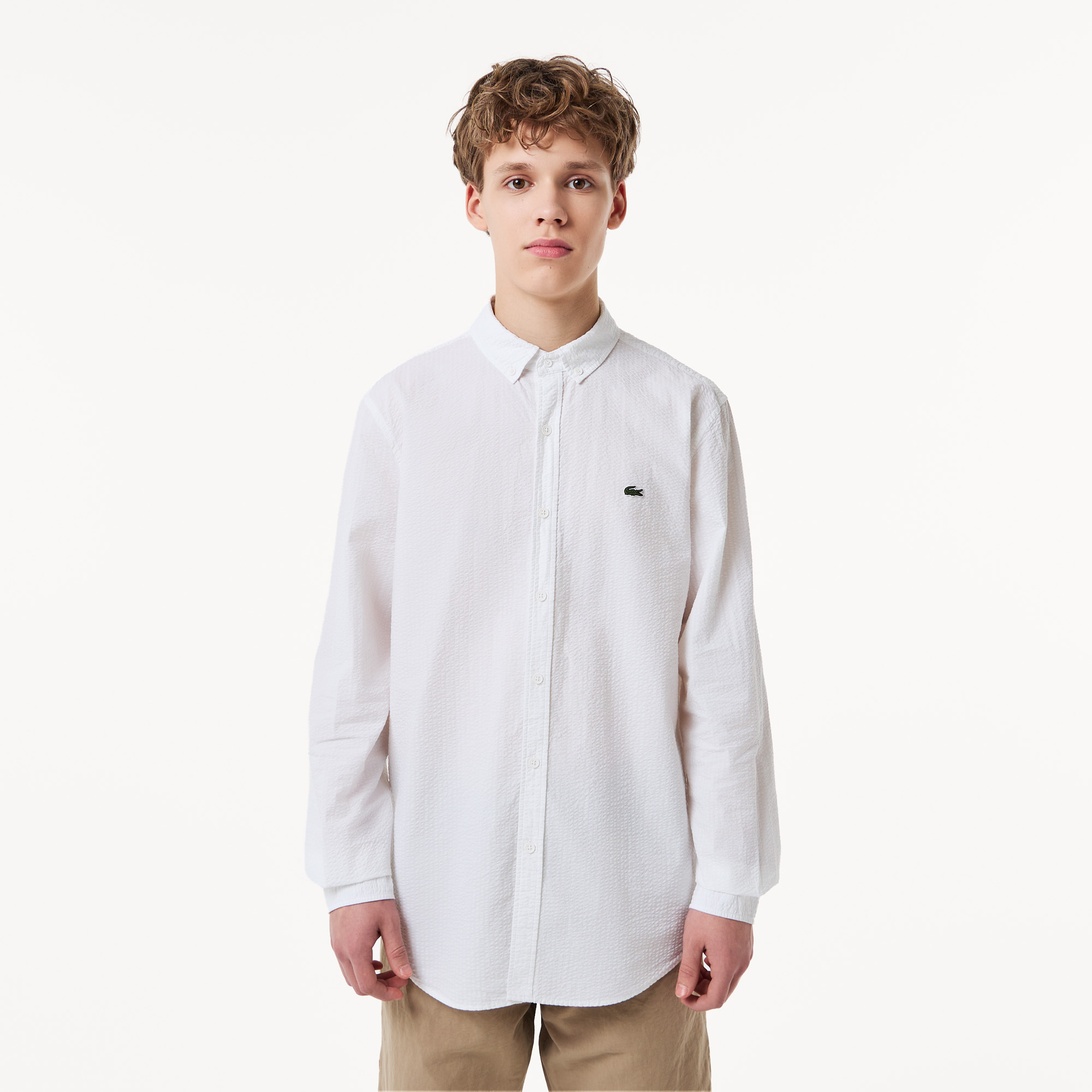 Мужская хлопковая рубашка Lacoste, белый, арт. CH0419