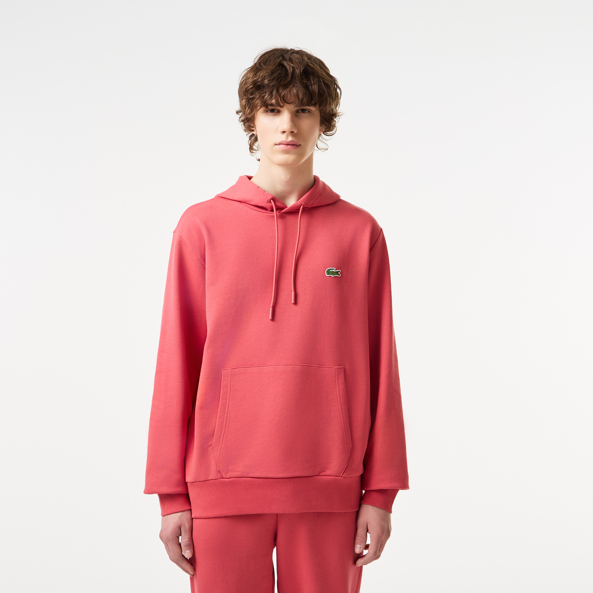 

Мужская толстовка - худи Lacoste классического кроя из органического хлопка, Красный