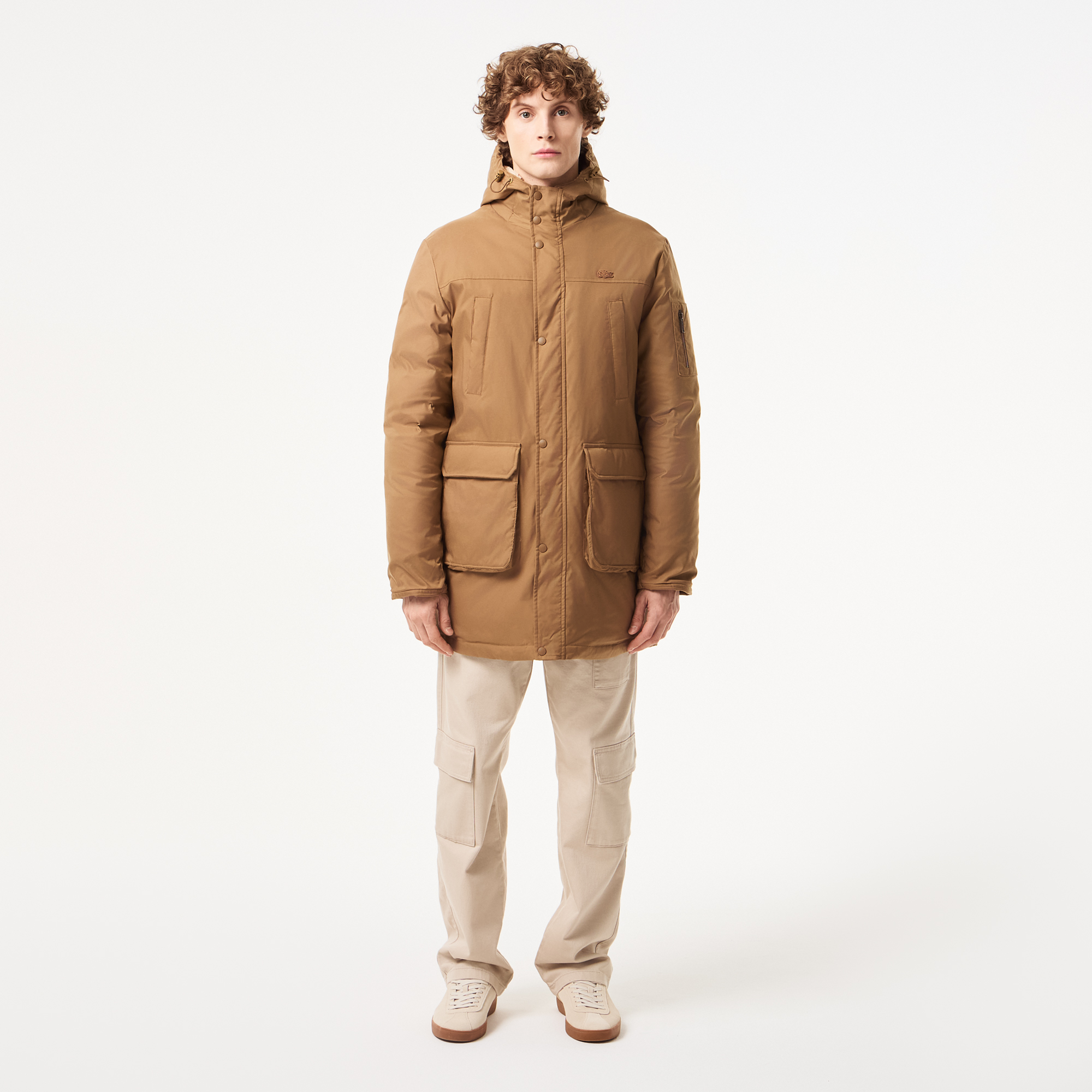 

Мужская утеплённая парка Lacoste с капюшоном, Коричневый