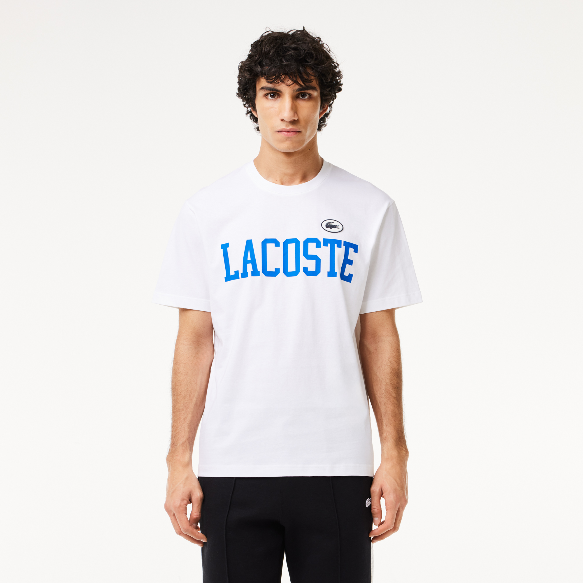 

Мужская футболка Lacoste из хлопка с контрастным значком, Белый