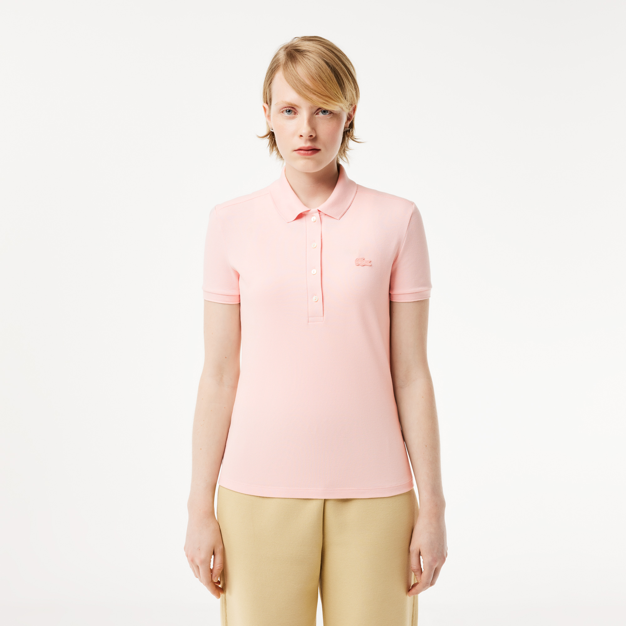 Женское поло Lacoste Slim Fit из эластичного хлопка, розовый, арт. PF5462