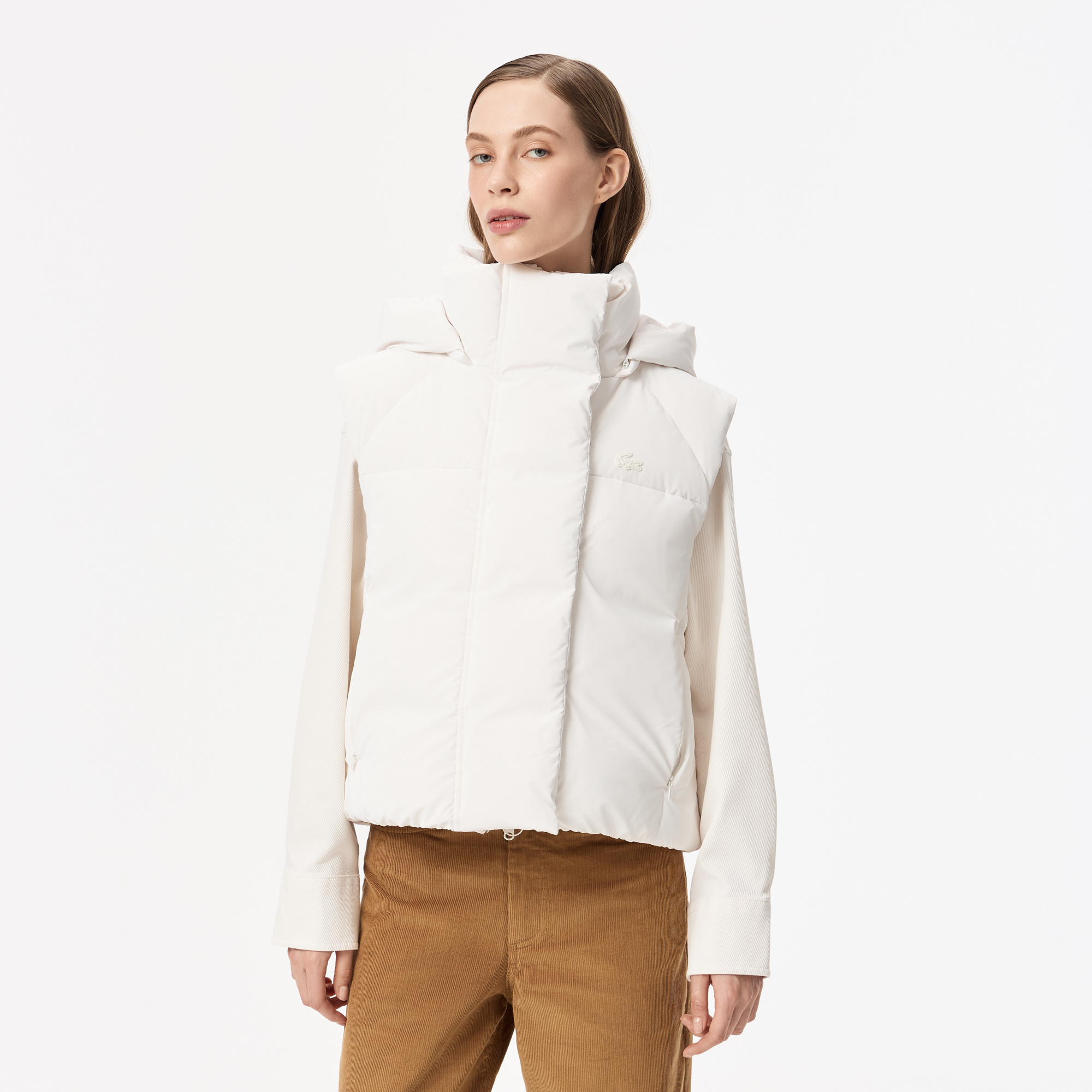 Женский жилет Lacoste с капюшоном, белый, арт. BF2606