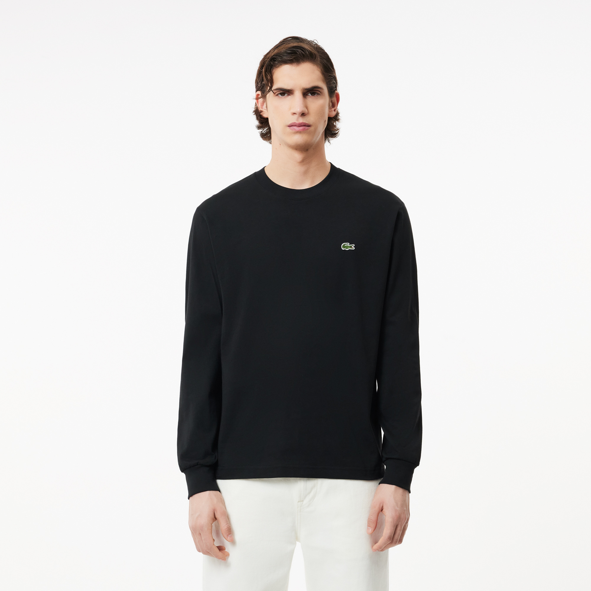 Мужской лонгслив Lacoste из хлопка, черный, арт. TH7307