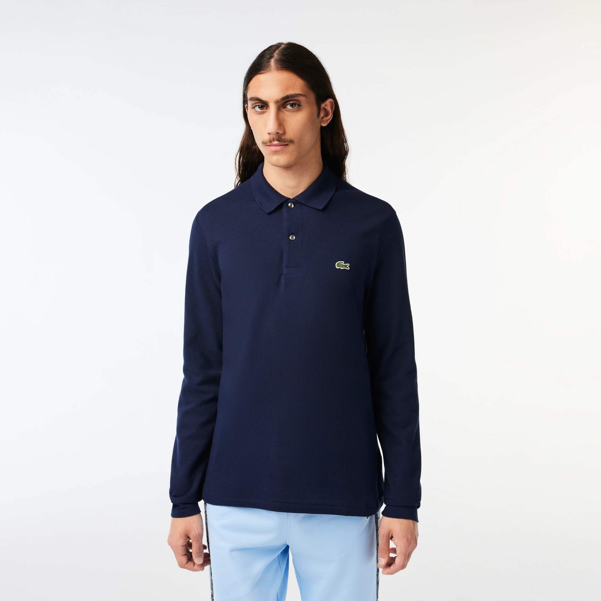 Мужское поло Lacoste Classic Fit с длинным рукавом, синий, арт. L1312