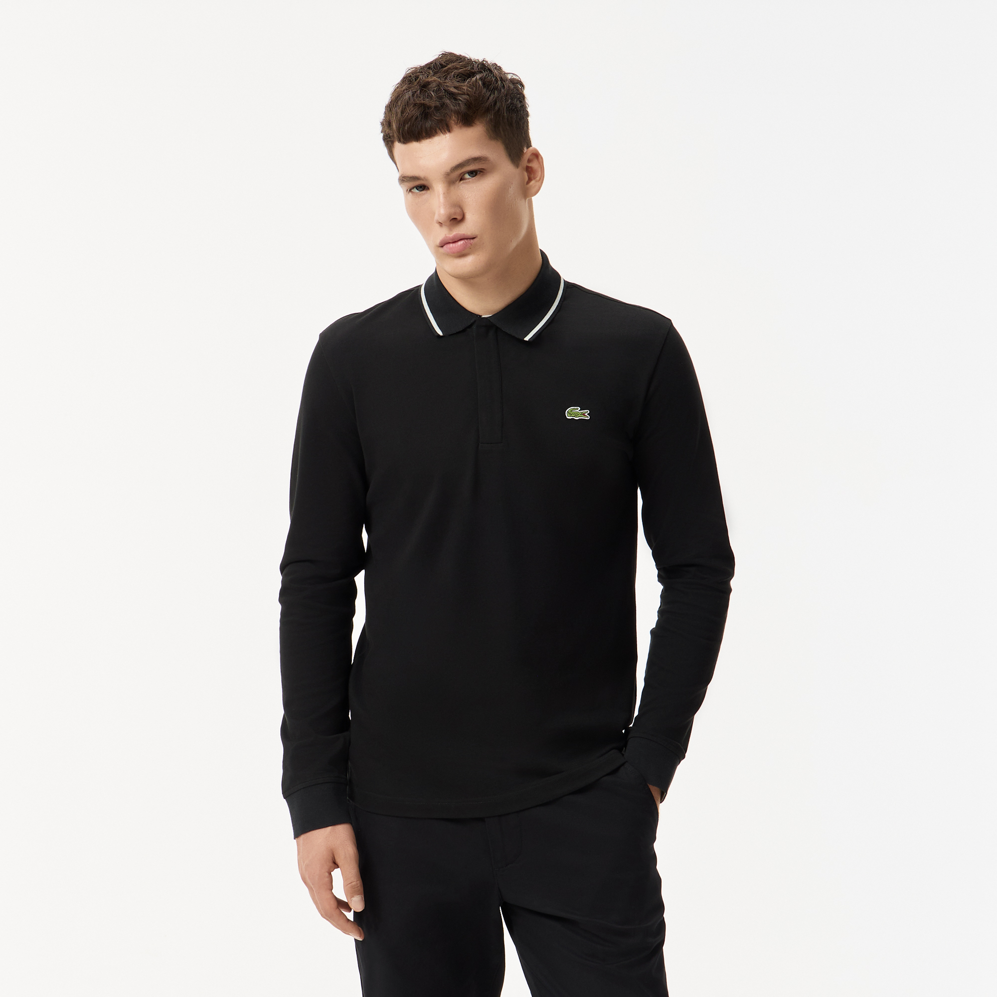 

Мужское поло Lacoste приталенного кроя, Чёрный