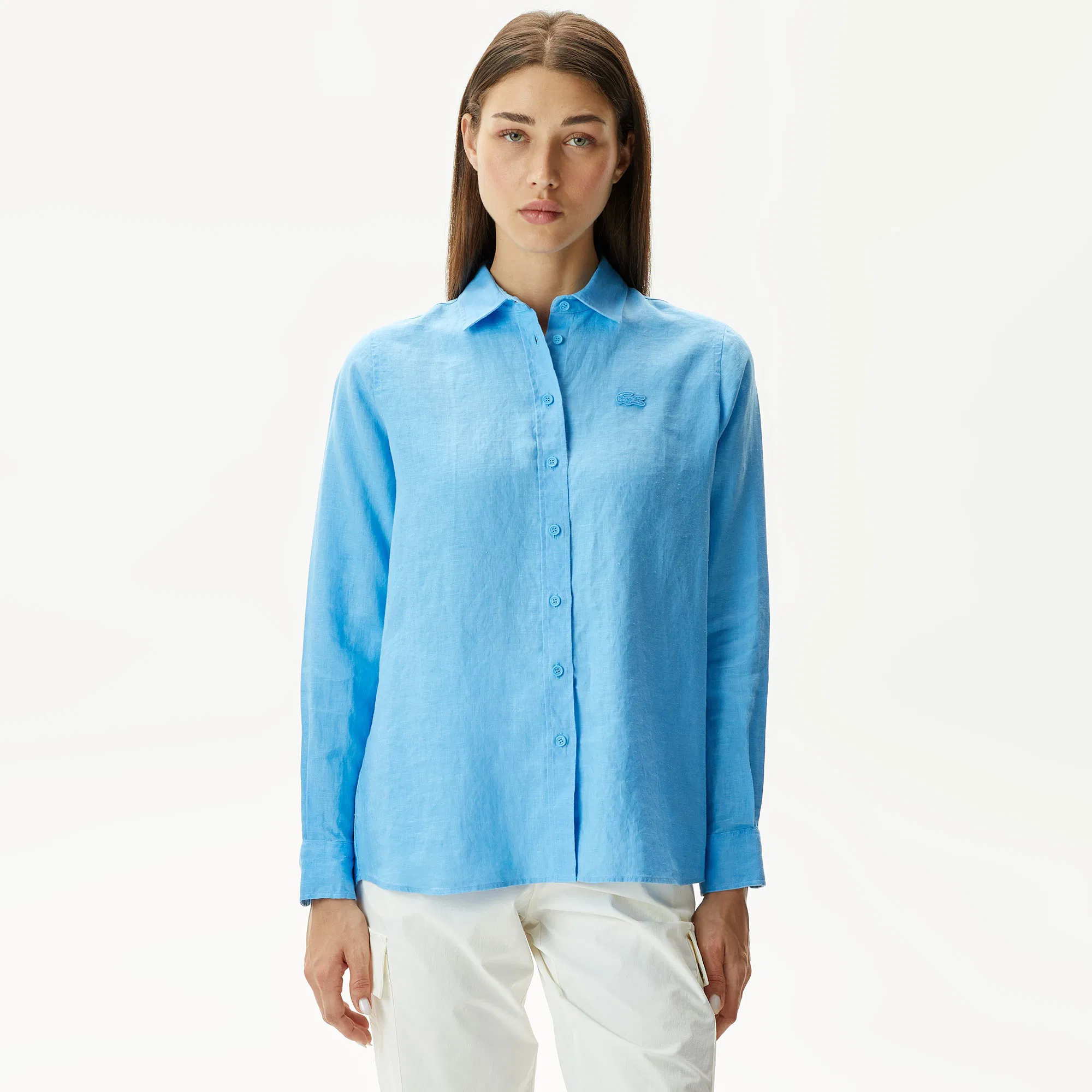 Женская рубашка Lacoste Relaxed Fit, голубой, арт. CF0301