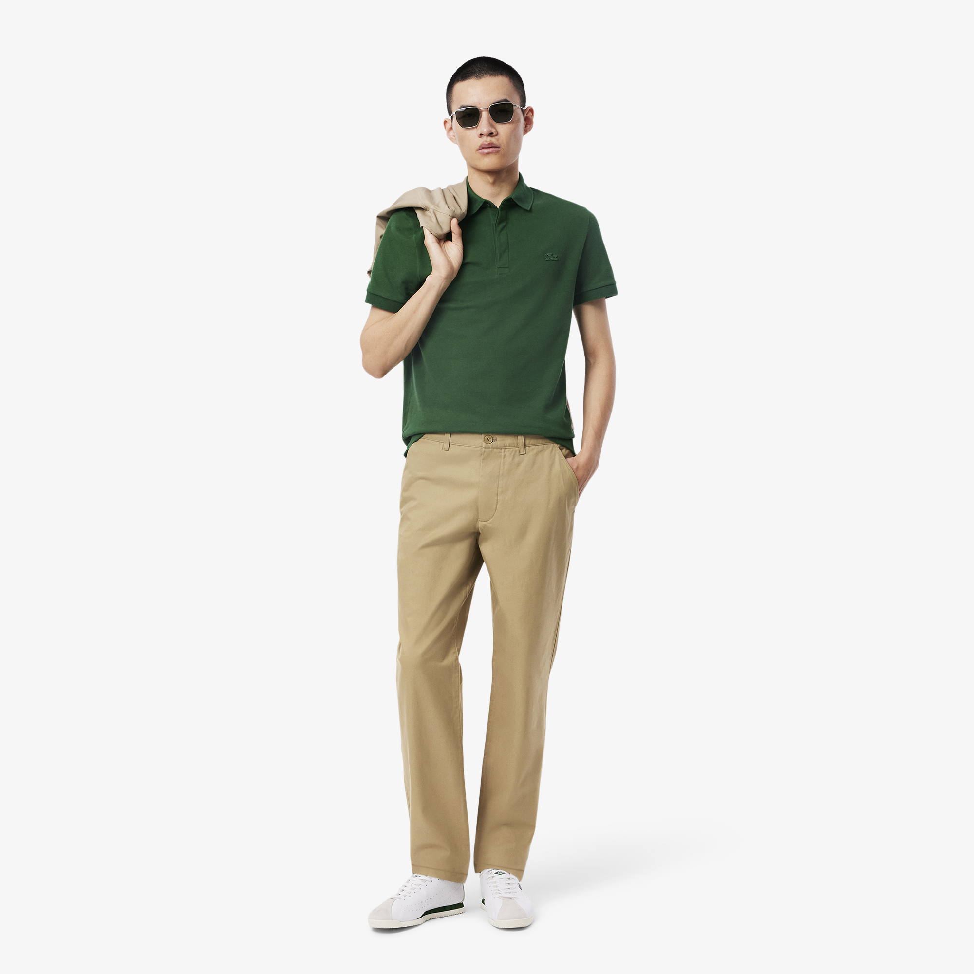 Мужские брюки Lacoste из эластичного хлопка, бежевый, арт. HH3332