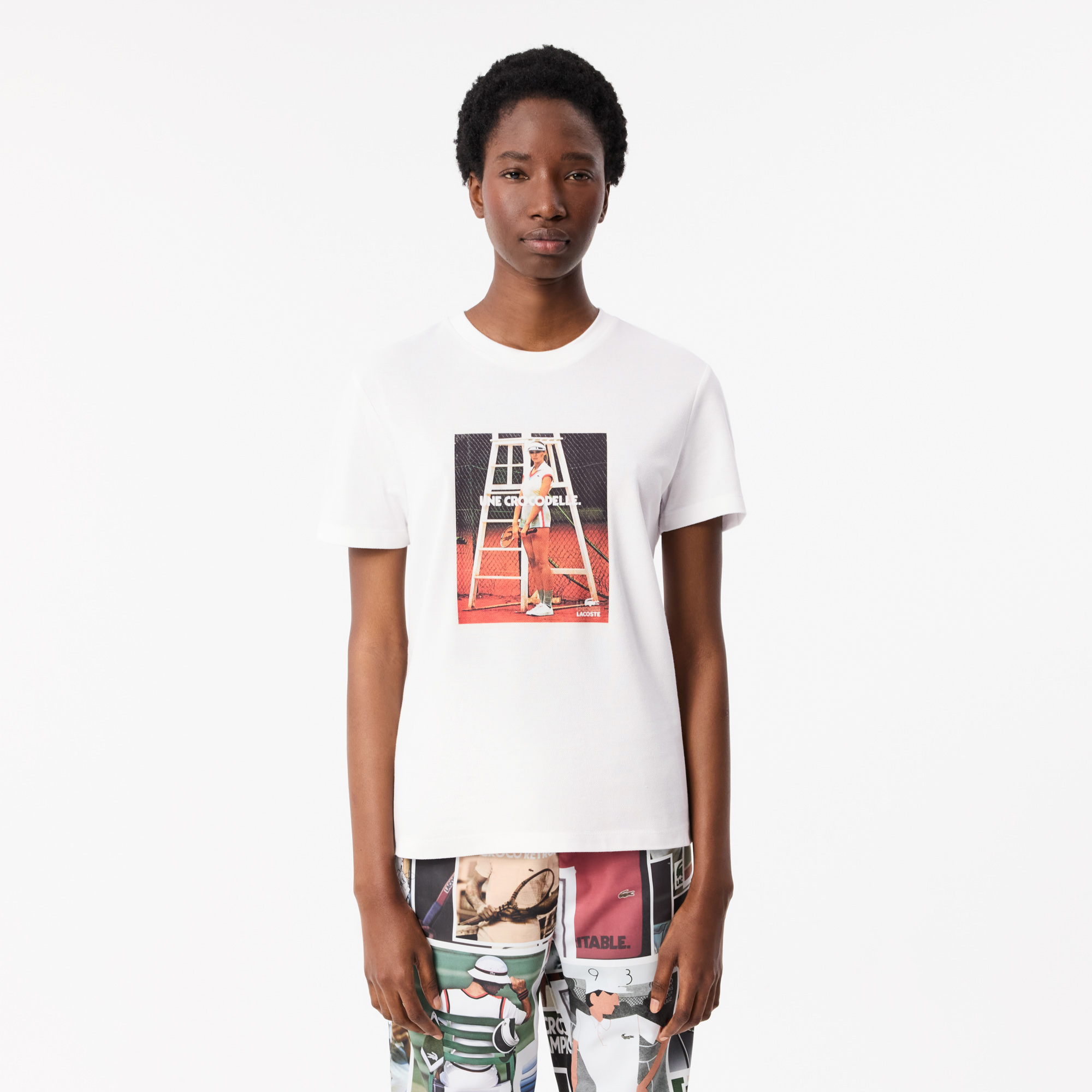 

Женская хлопковая футболка Lacoste, Белый