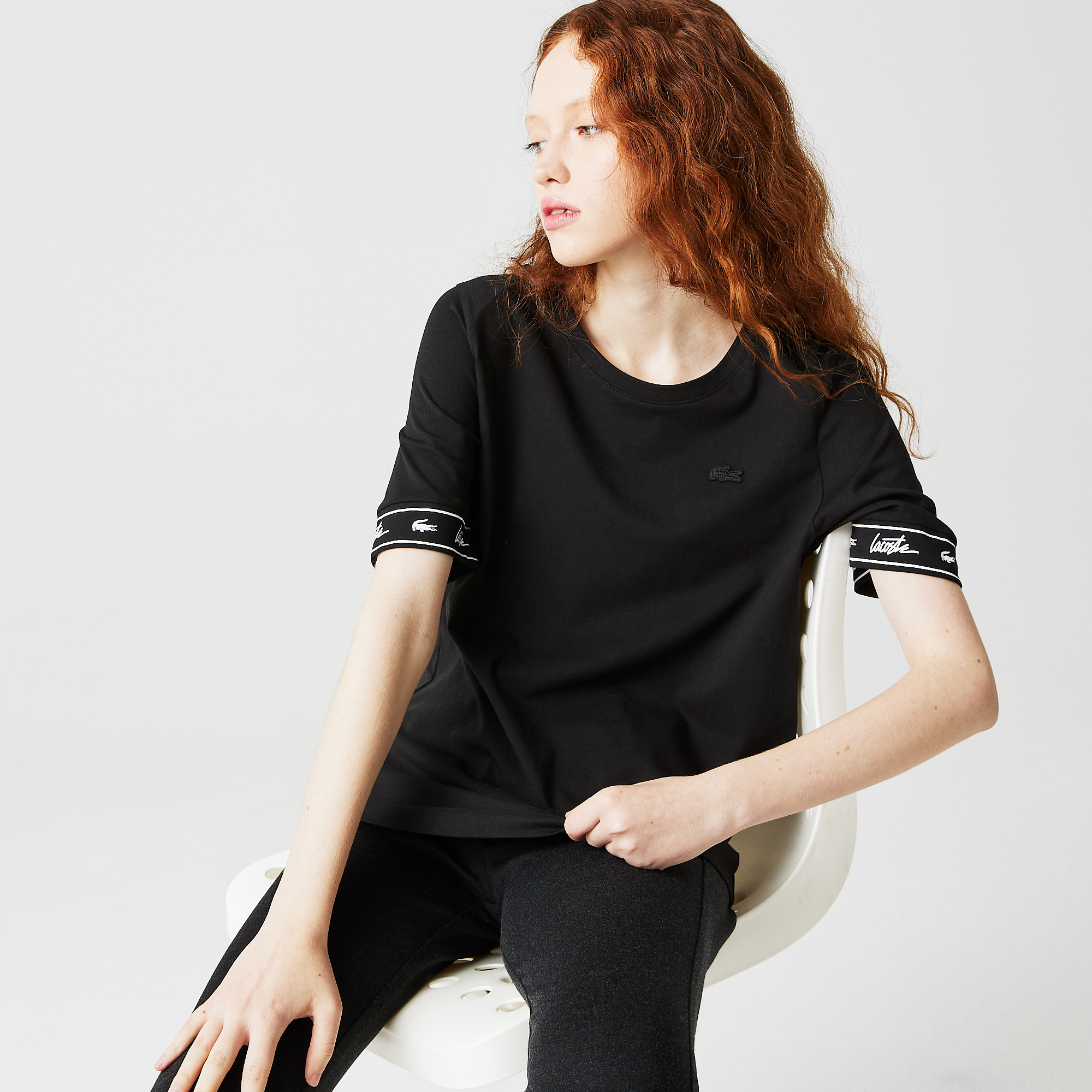 

Женская футболка Lacoste приталенного кроя, Чёрный