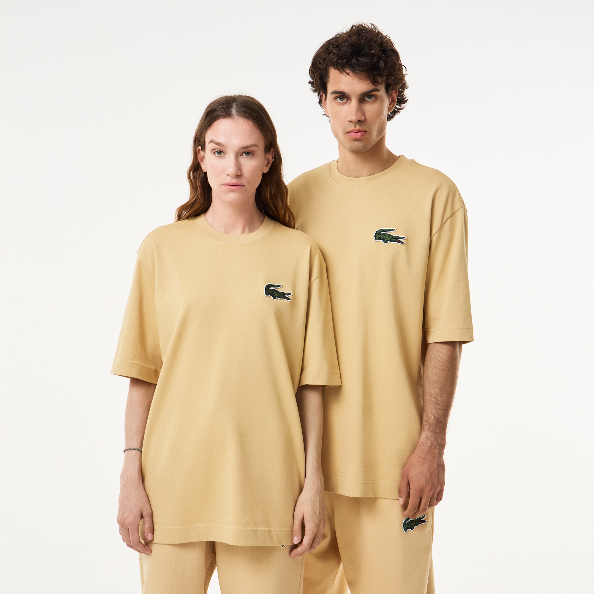 

Футболка Lacoste оверсайз унисекс из органического хлопка, Бежевый