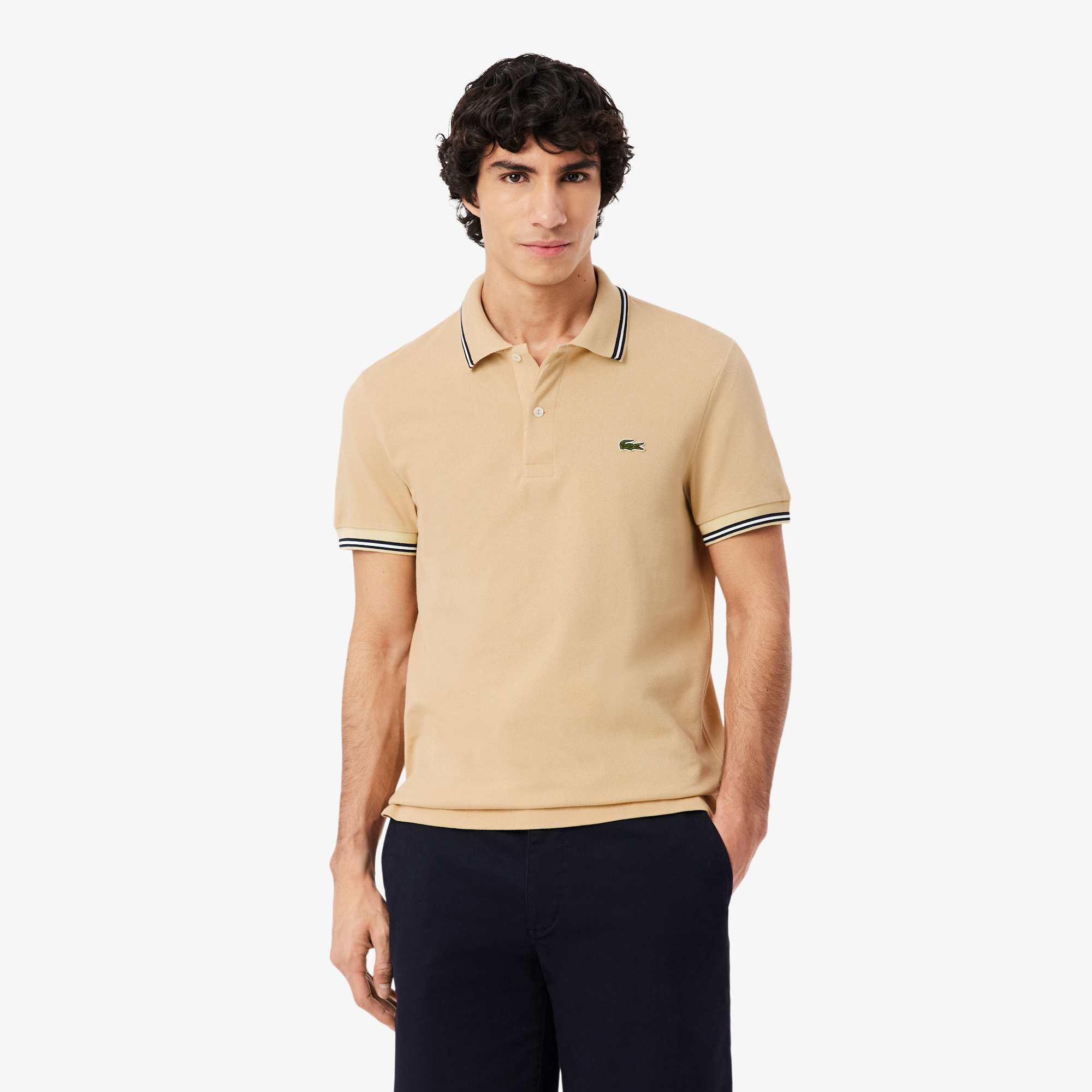 

Мужское поло Lacoste из хлопка, Бежевый
