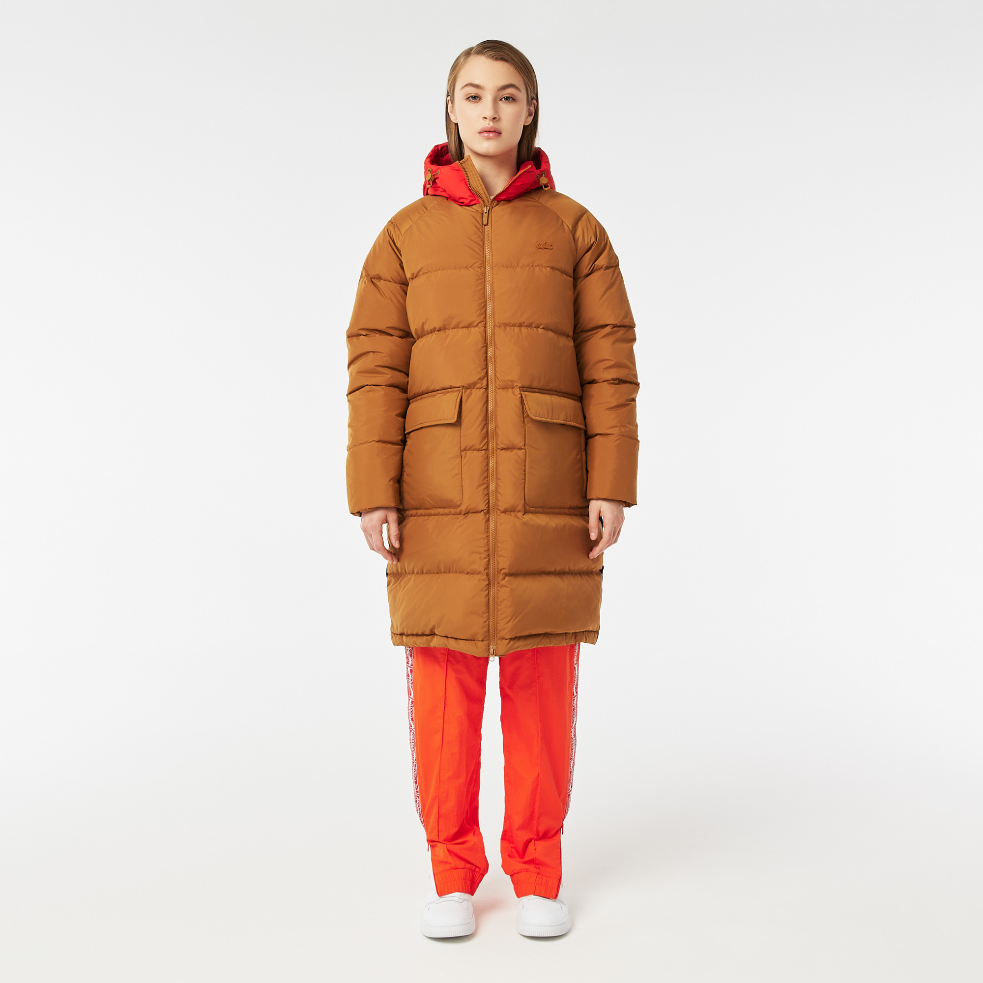

Женская стёганая куртка Lacoste с капюшоном, Коричневый