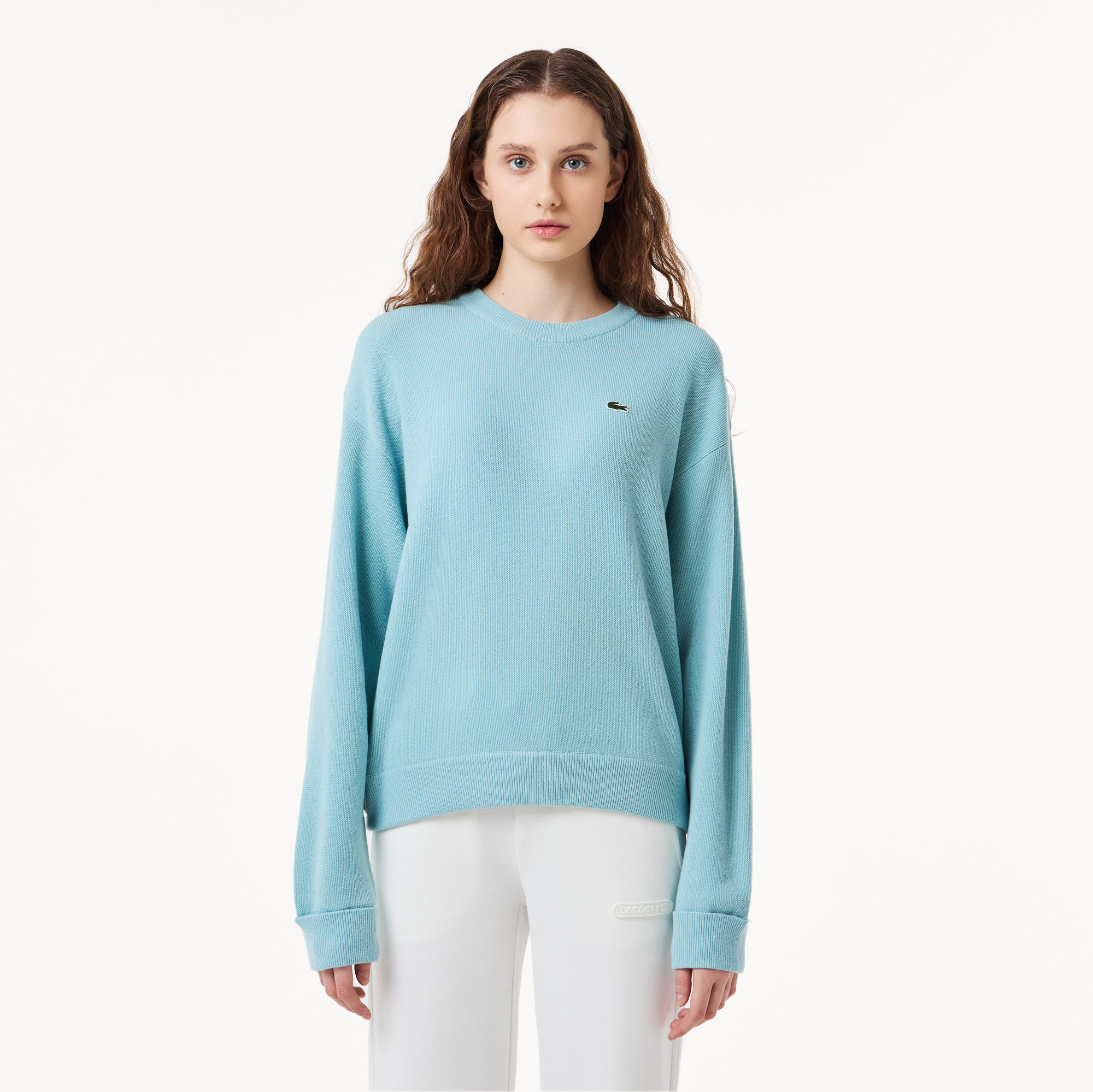 

Женский шерстяной свитер Lacoste с круглым вырезом, Голубой