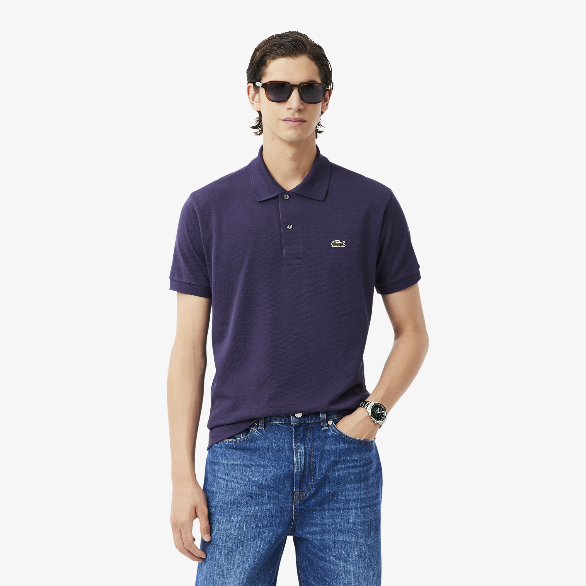 

Мужское поло Lacoste L1212 классического кроя, Фиолетовый