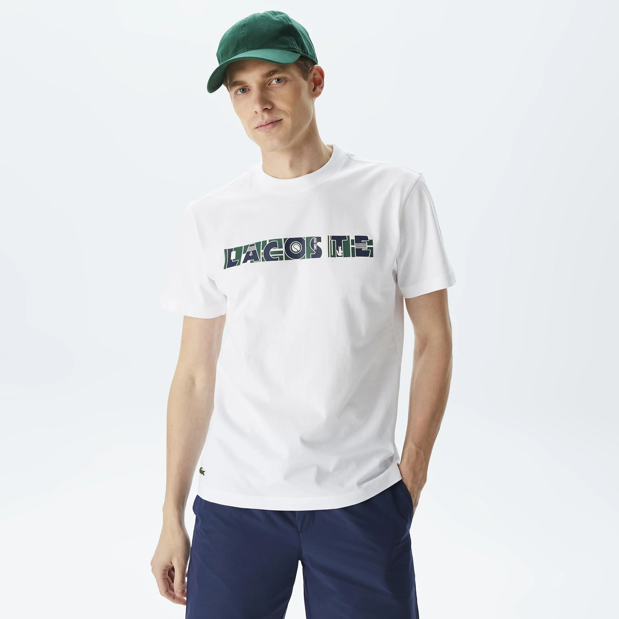 Мужская хлопковая футболка Lacoste Relaxed Fit, белый, арт. TH0417