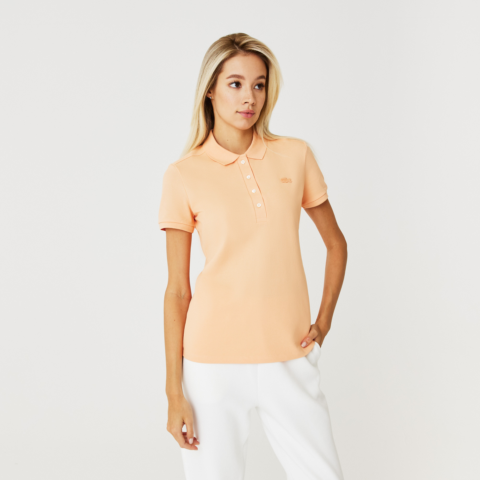 

Женское поло Lacoste Slim Fit из эластичного хлопка, Оранжевый