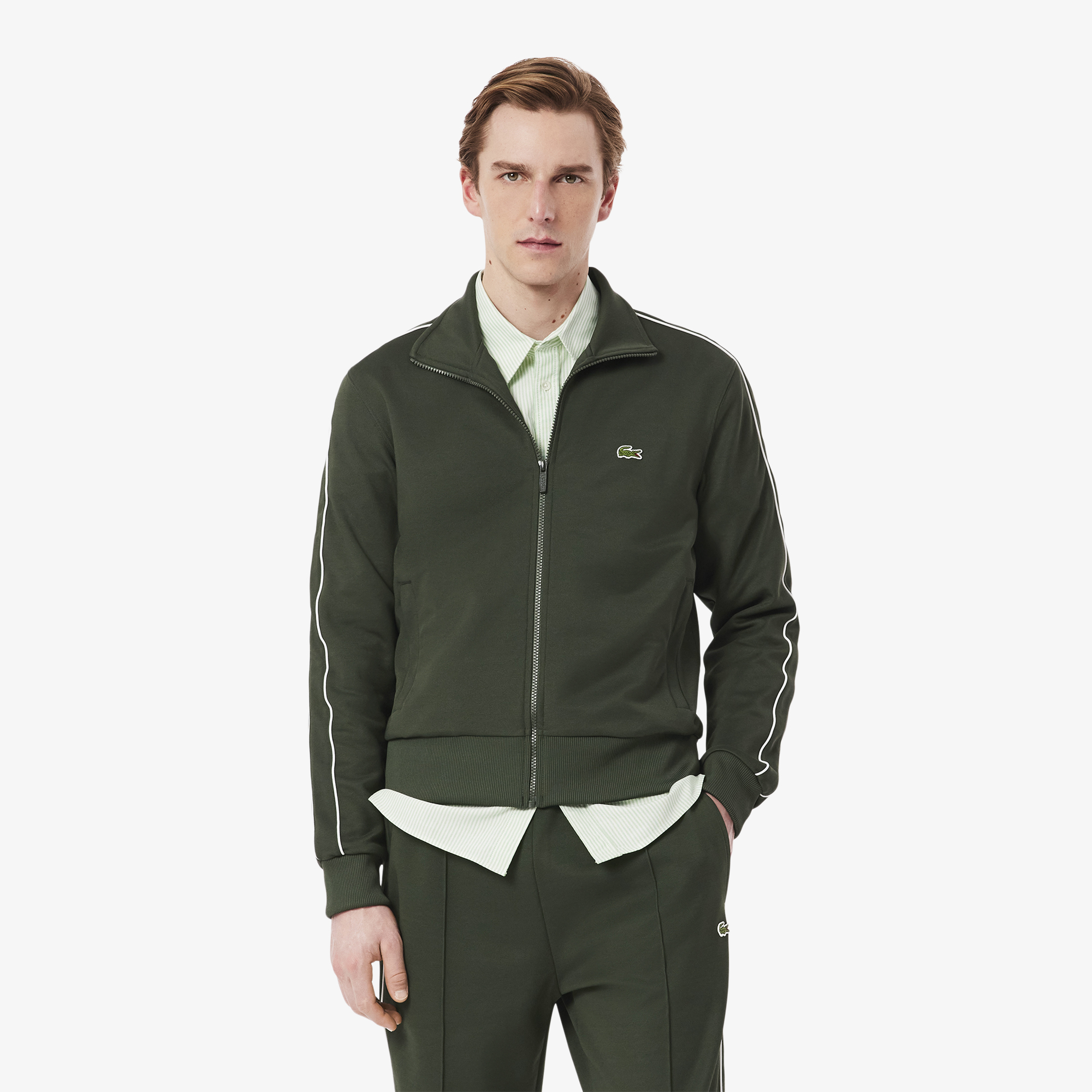 Мужская толстовка Lacoste на молнии, хаки, арт. SH1457
