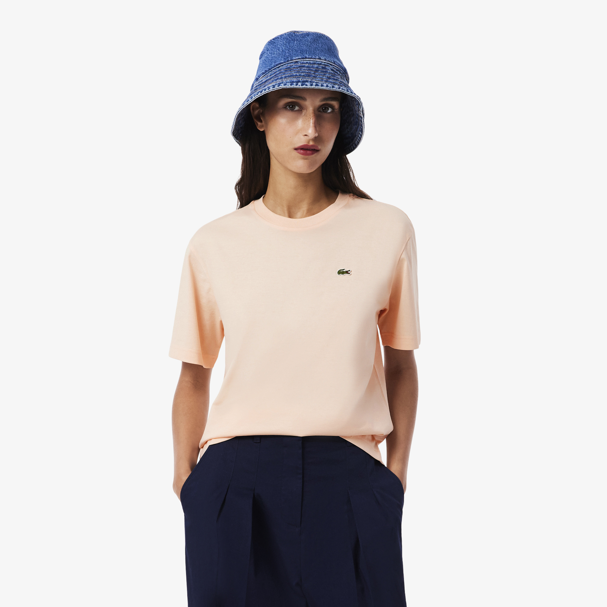 Женская футболка Lacoste Loose Fit из мягкого хлопка, розовый, арт. TF7215