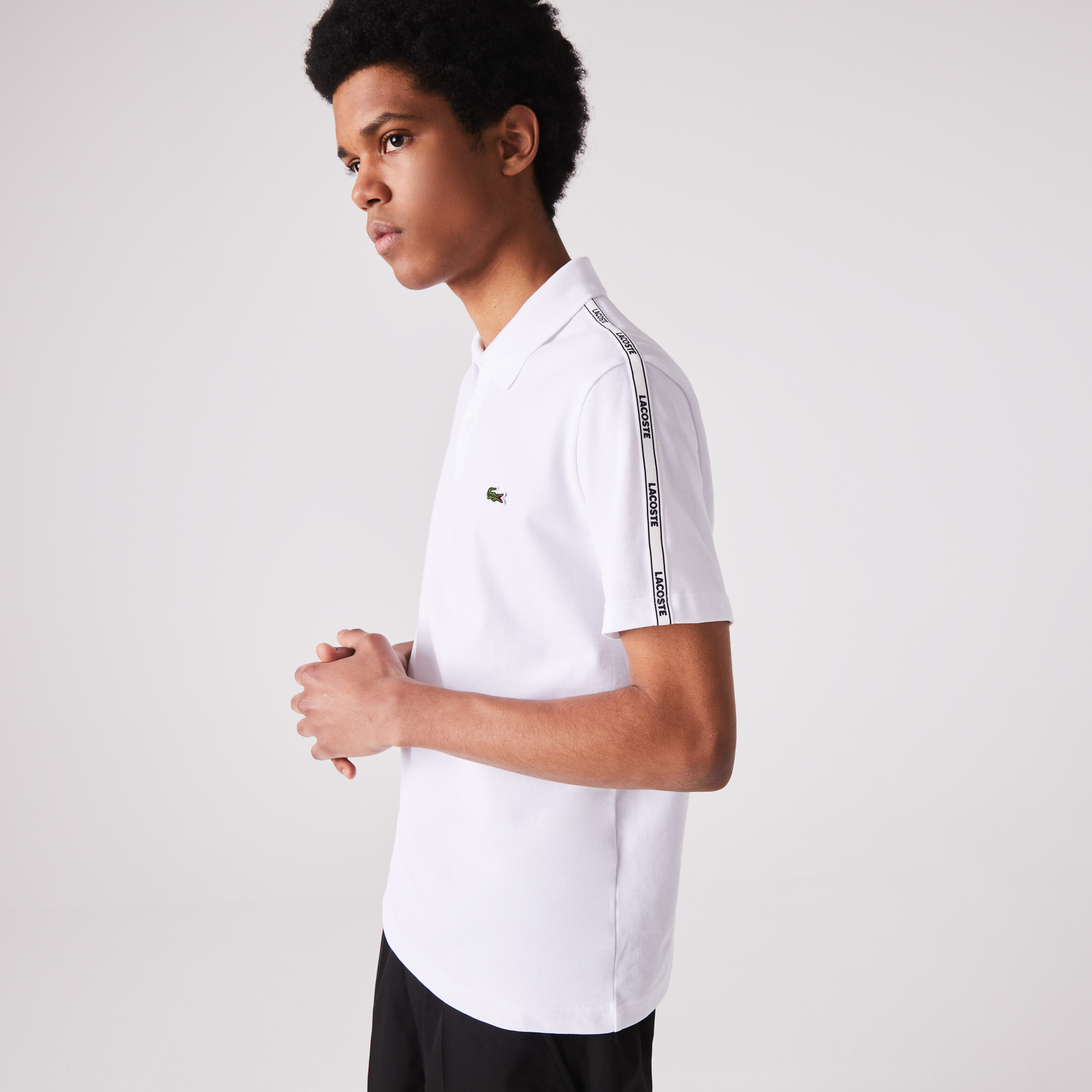

Мужское поло Lacoste стандартного кроя из стрейч-хлопка, Белый