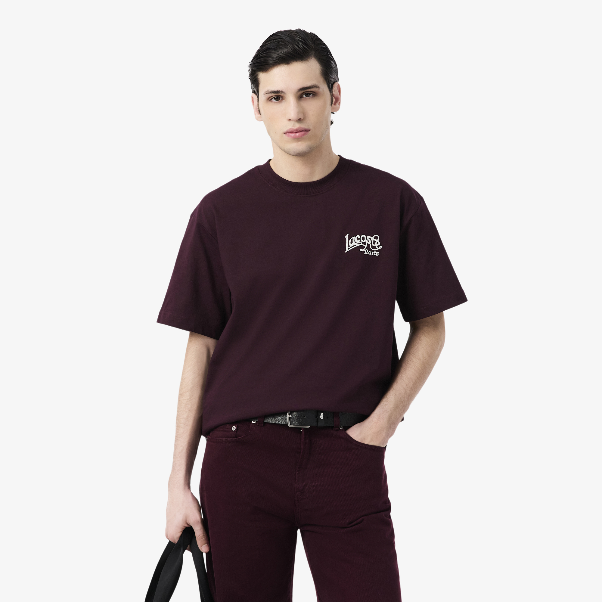 Мужская футболка Lacoste из плотного хлопка с вышивкой