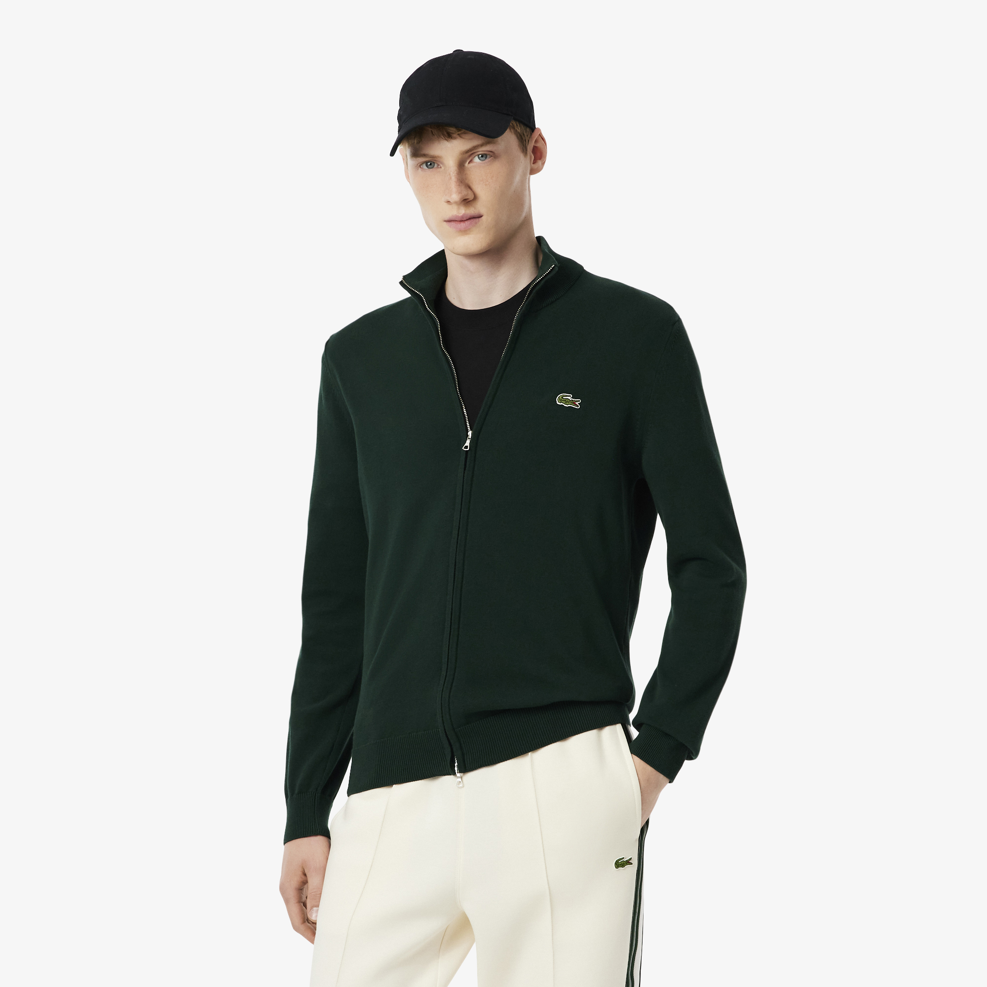Мужской свитер Lacoste на молнии из органического хлопка, зеленый, арт. AH1957