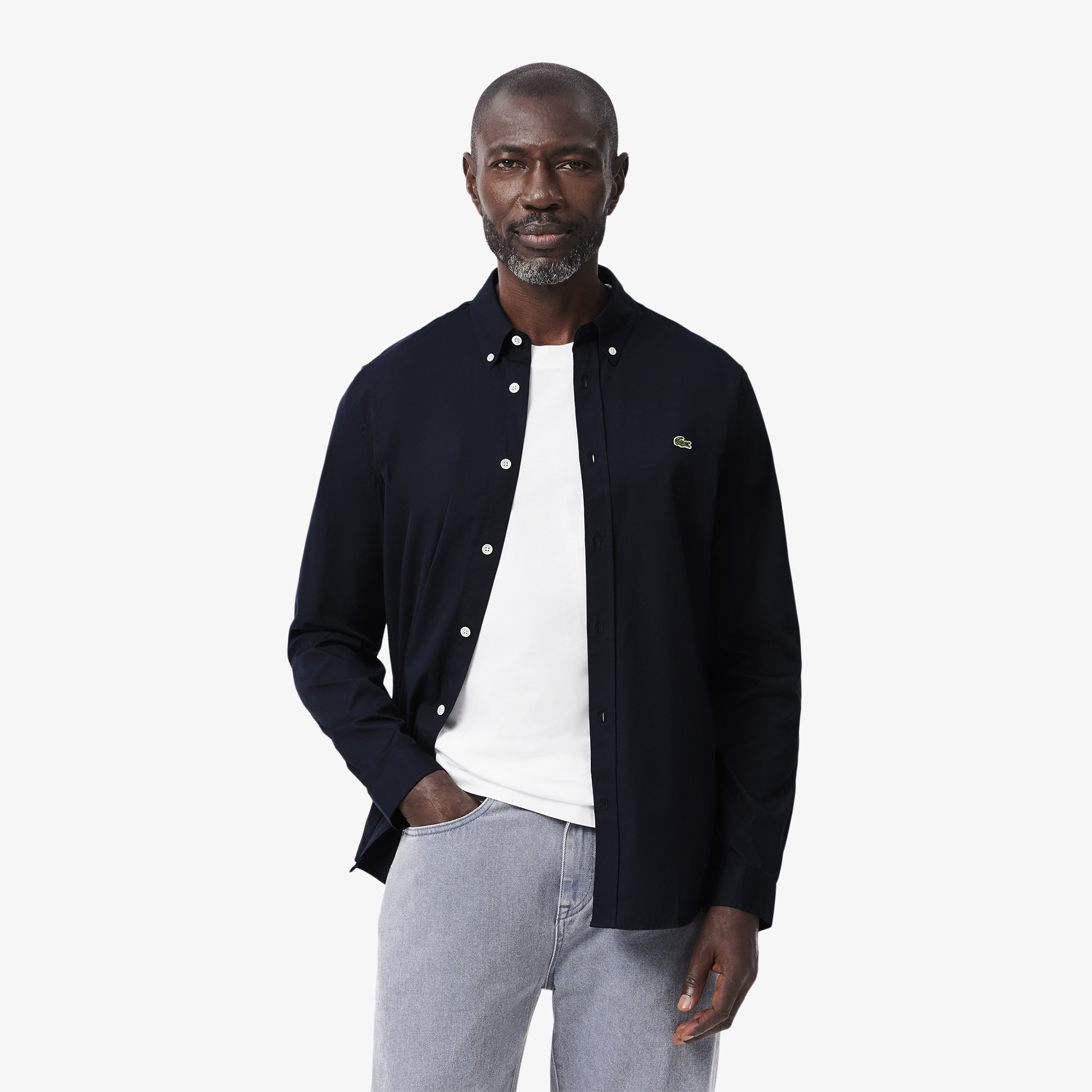 Мужская хлопковая рубашка Lacoste, черный, арт. CH2933