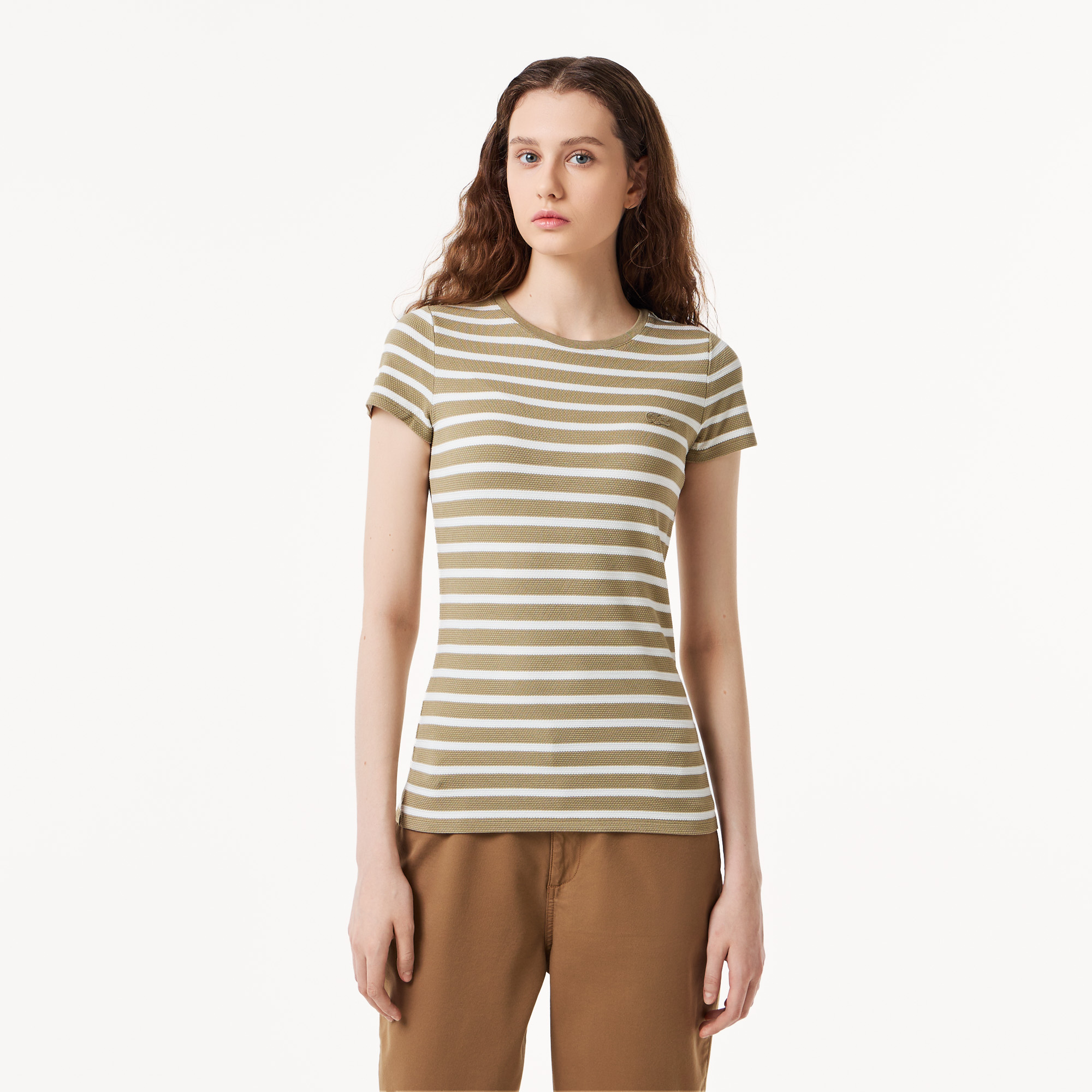 Женская футболка Lacoste Slim Fit, бежевый, арт. TF0823