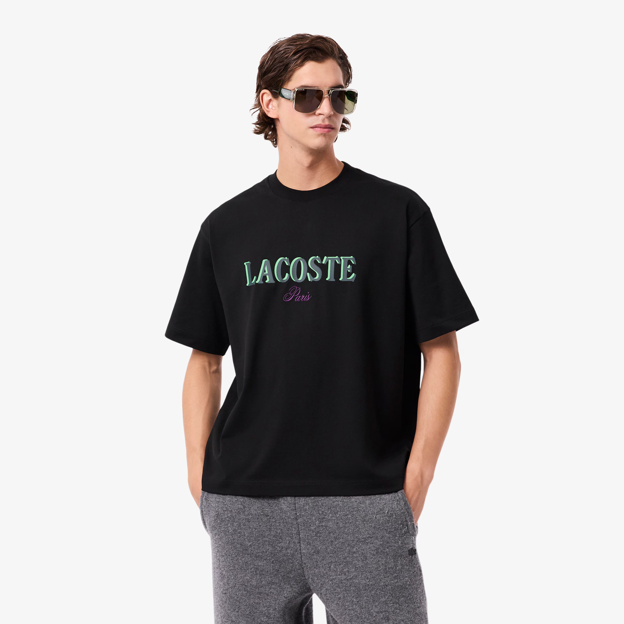 

Мужская футболка Lacoste свободного кроя из органического хлопка, Чёрный