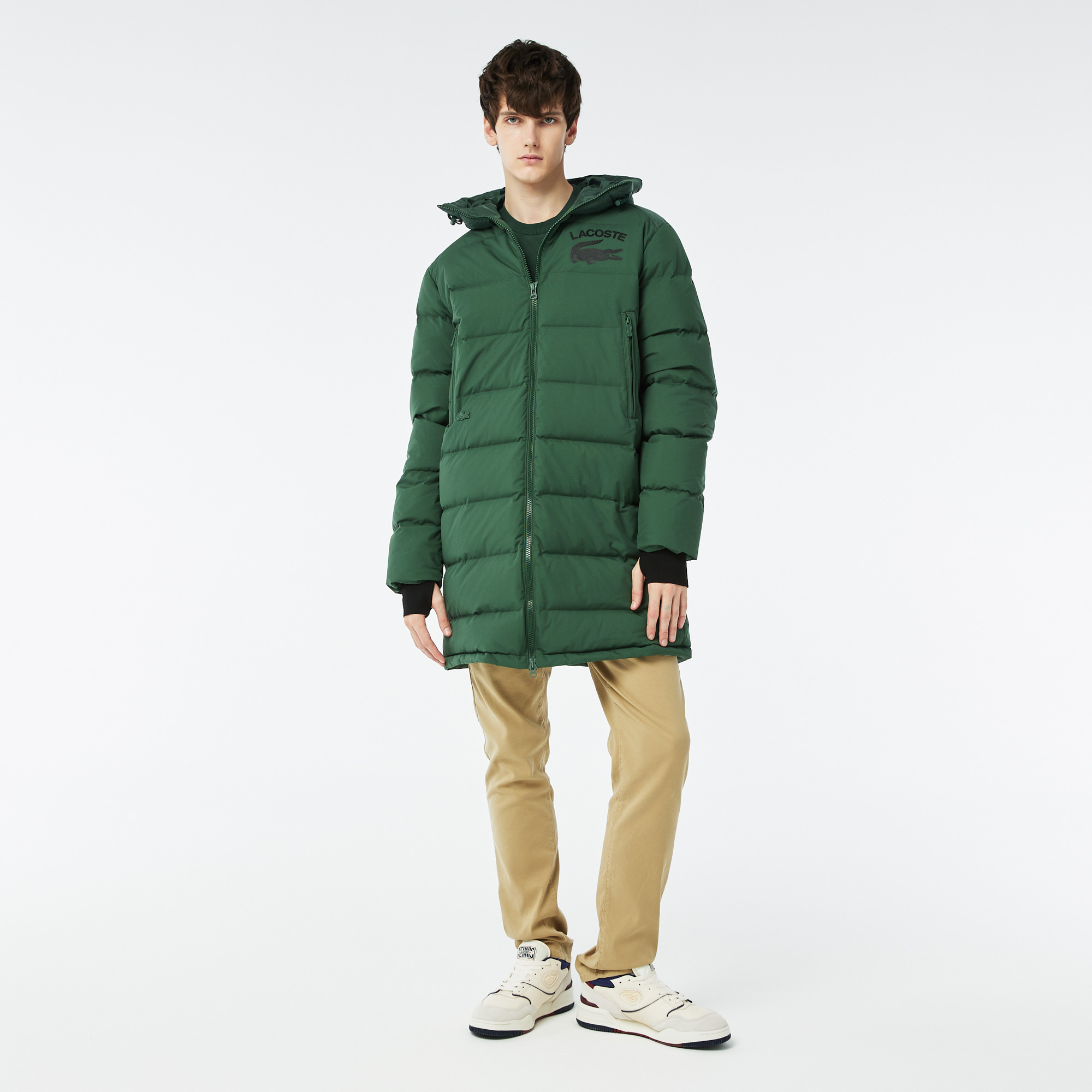 

Мужская утеплённая куртка Lacoste с капюшоном, Зелёный