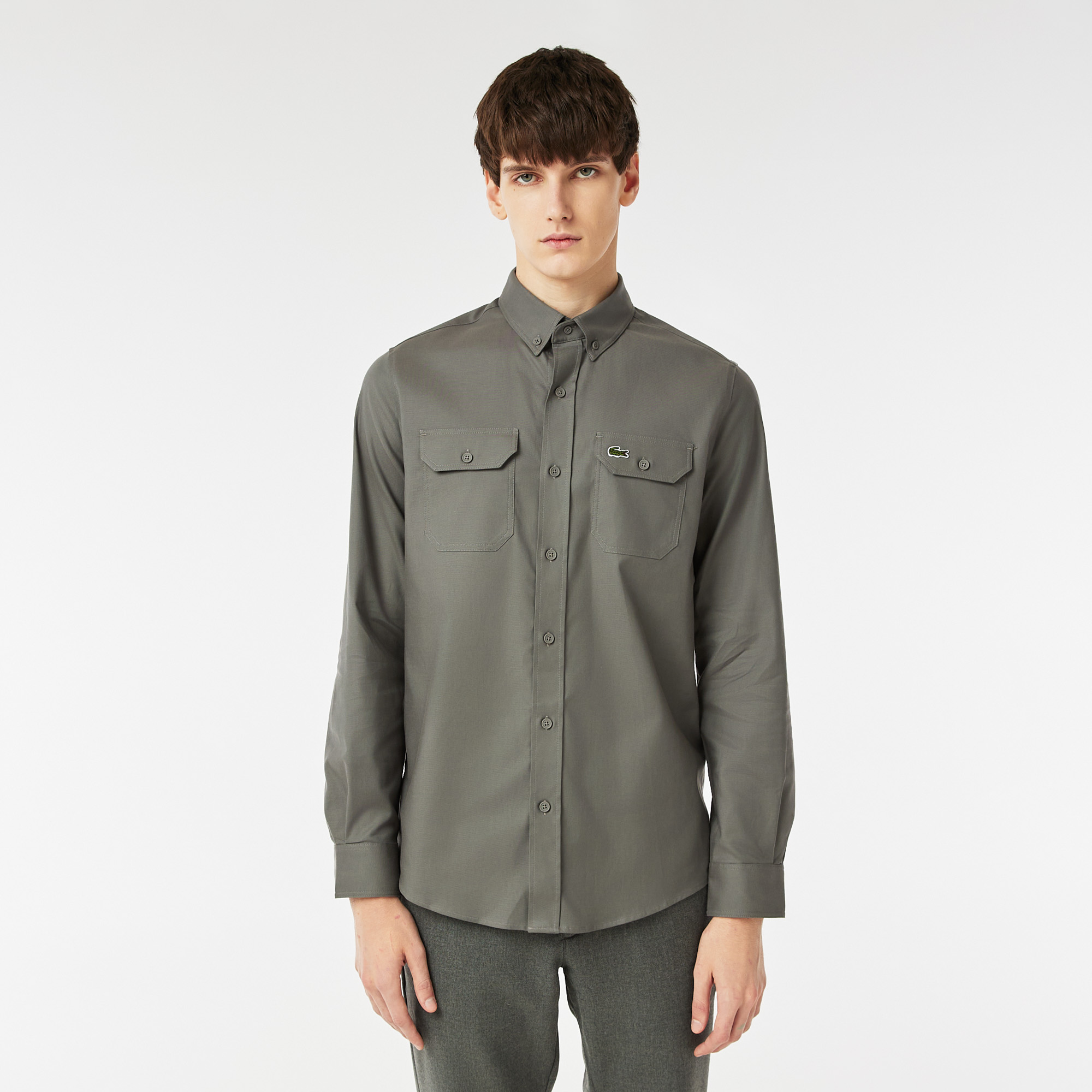 

Мужская рубашка Lacoste приталенного кроя Button Collar, Серый