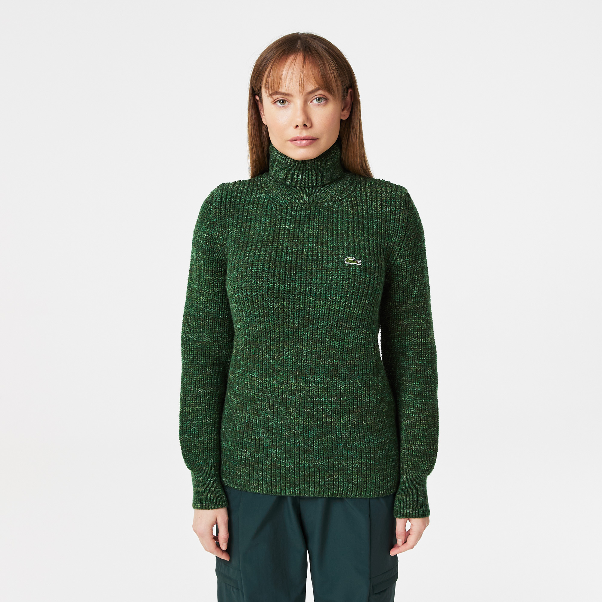 

Женский шерстяной свитер Lacoste с высоким воротом, Зелёный