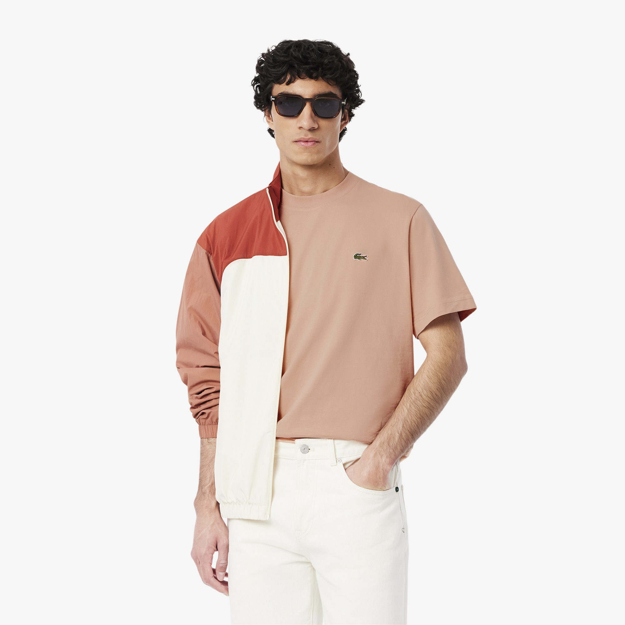 Мужская хлопковая футболка Lacoste с коротким рукавом, розовый, арт. TH7318