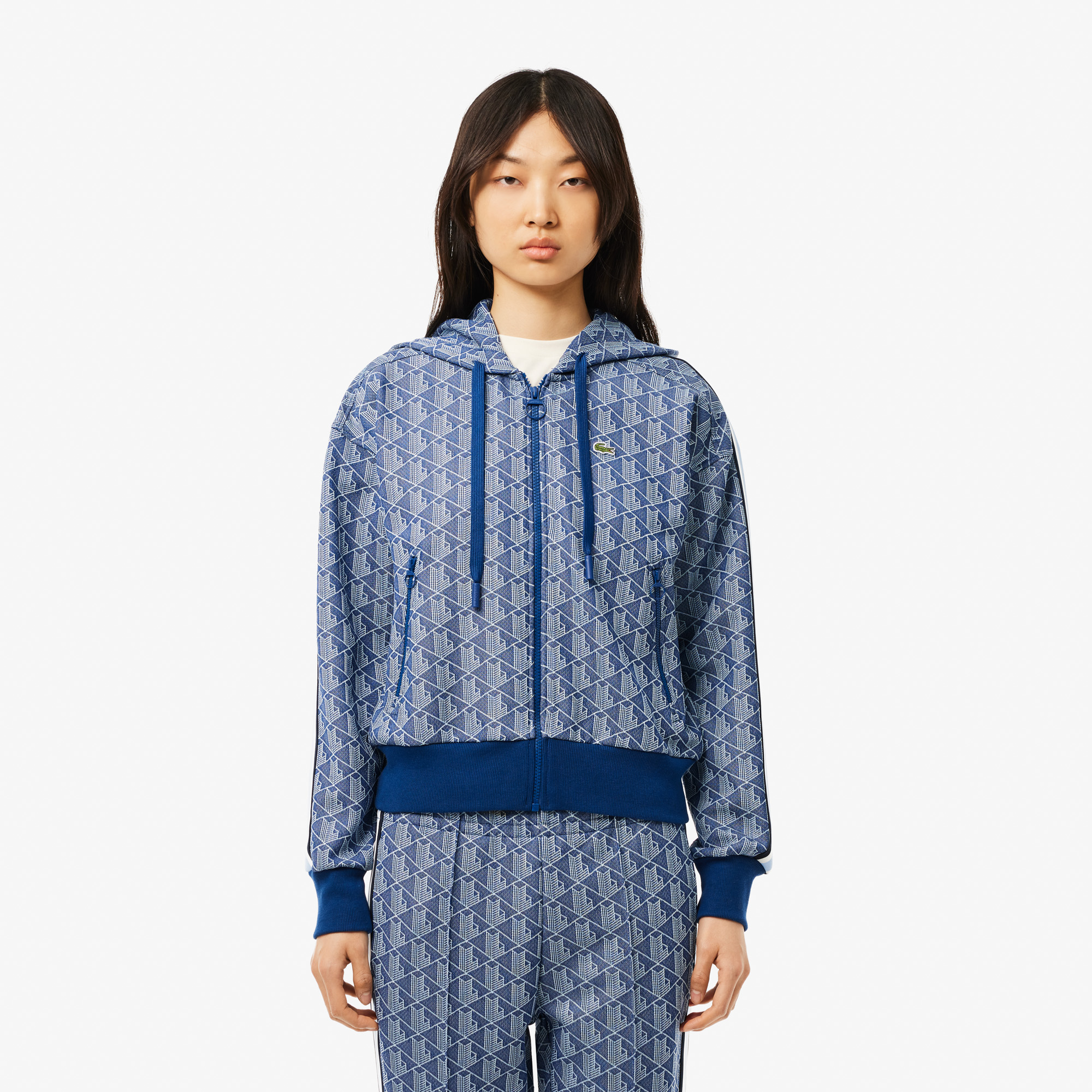 Женская жаккардовая толстовка Lacoste, синий, арт. SF7606