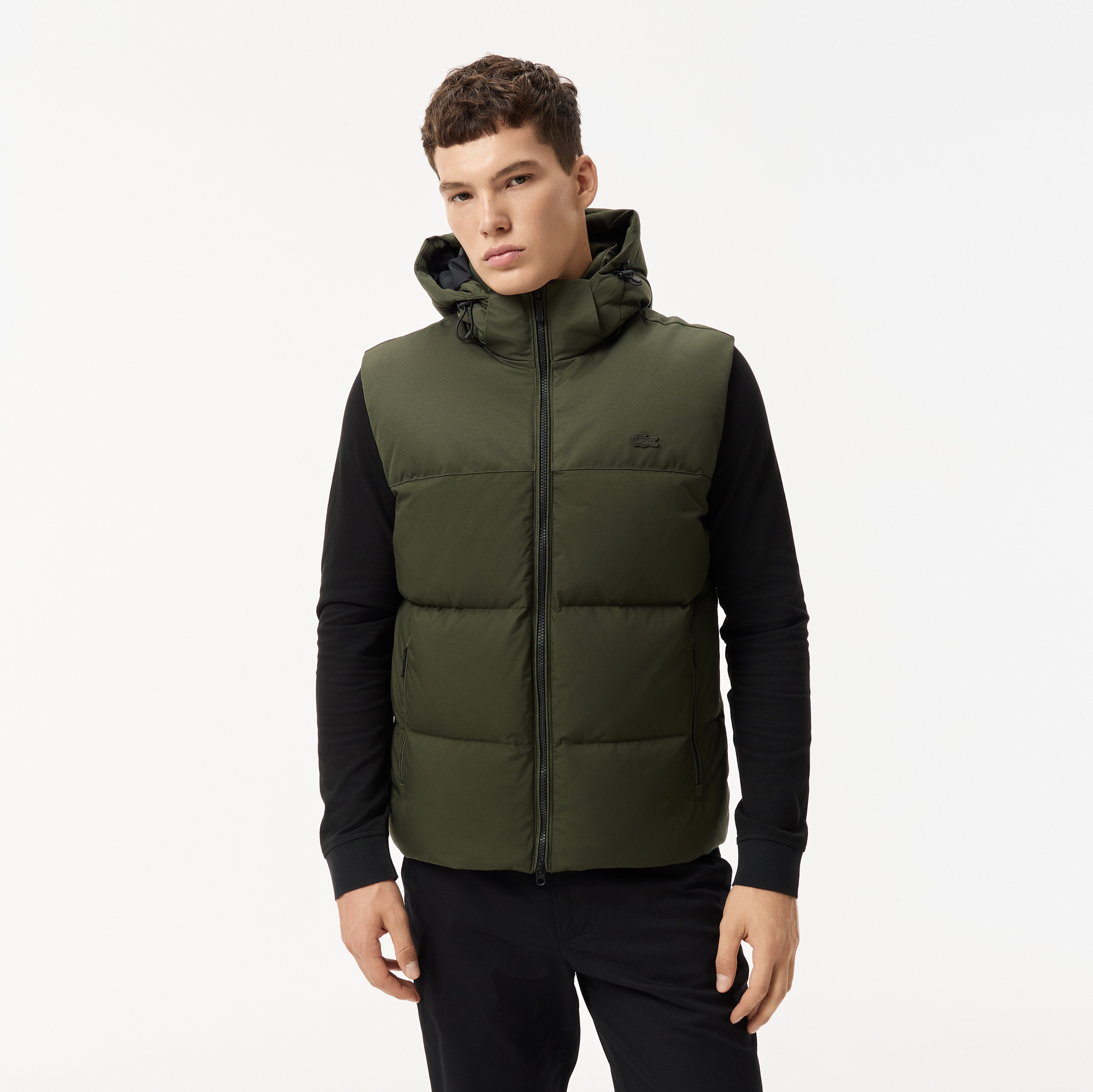 Мужской жилет Lacoste с капюшоном, хаки, арт. BH2516