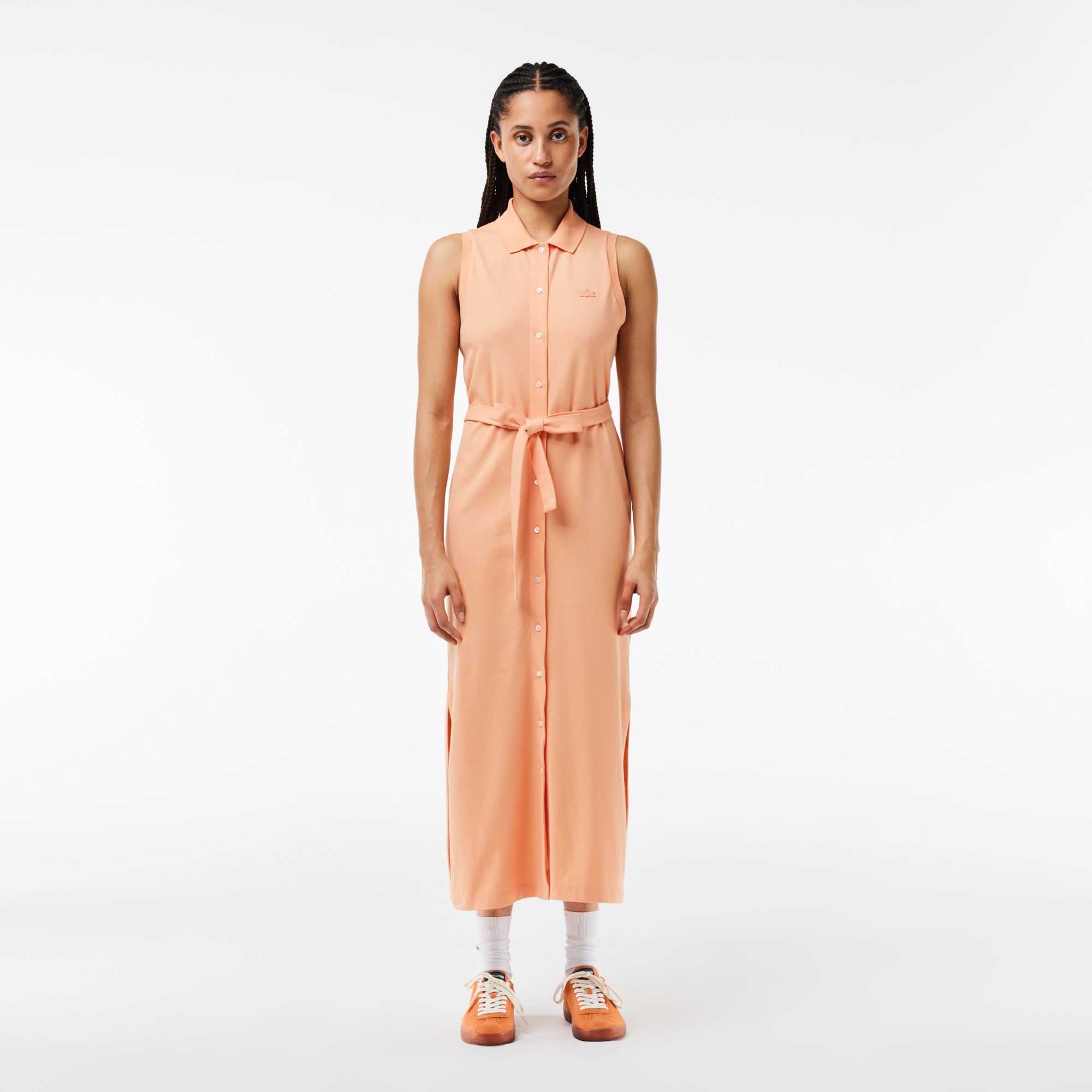 Женское платье-поло Lacoste с поясом, оранжевый, арт. EF1107