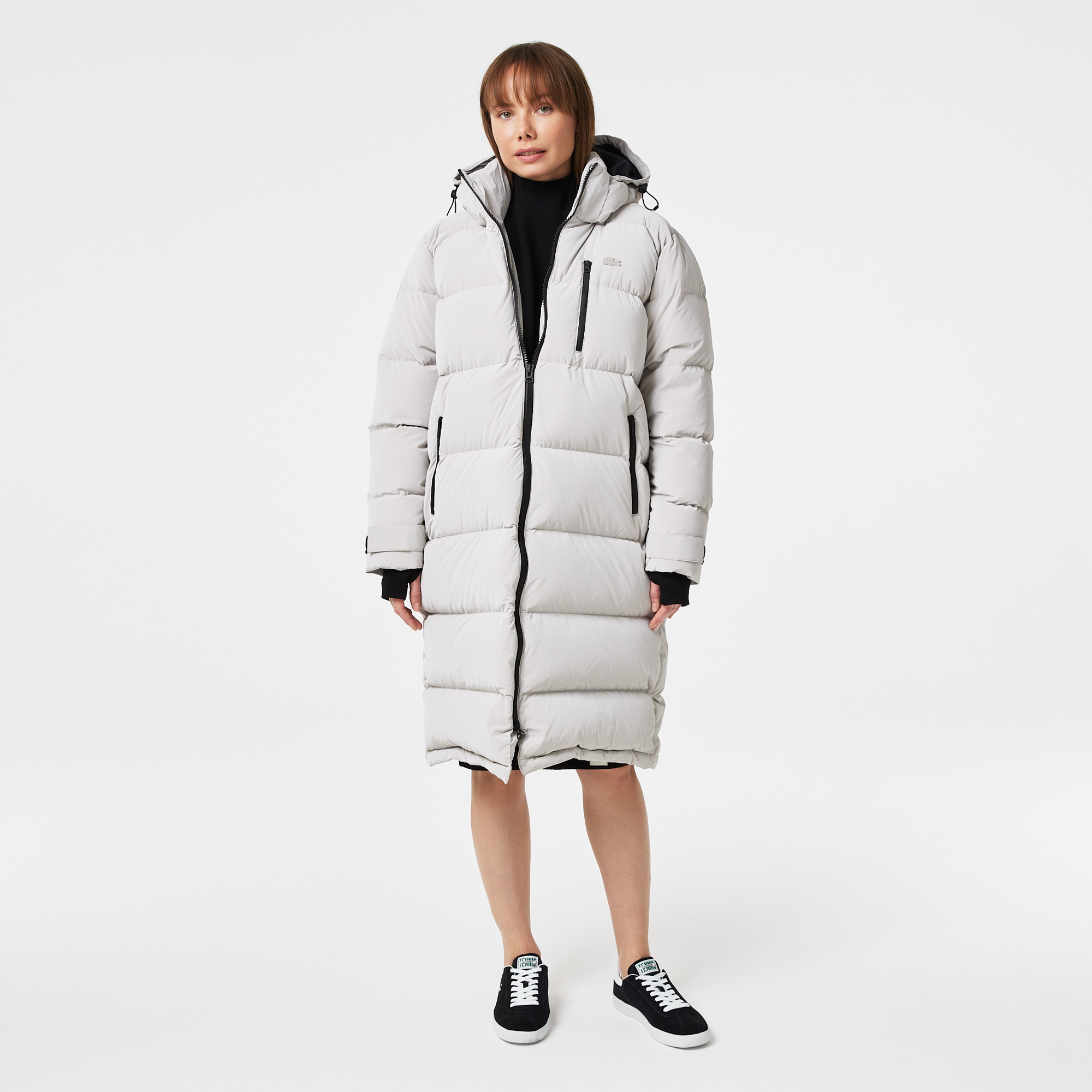 

Женское стеганая куртка-пуховик Lacoste с капюшоном, Серый