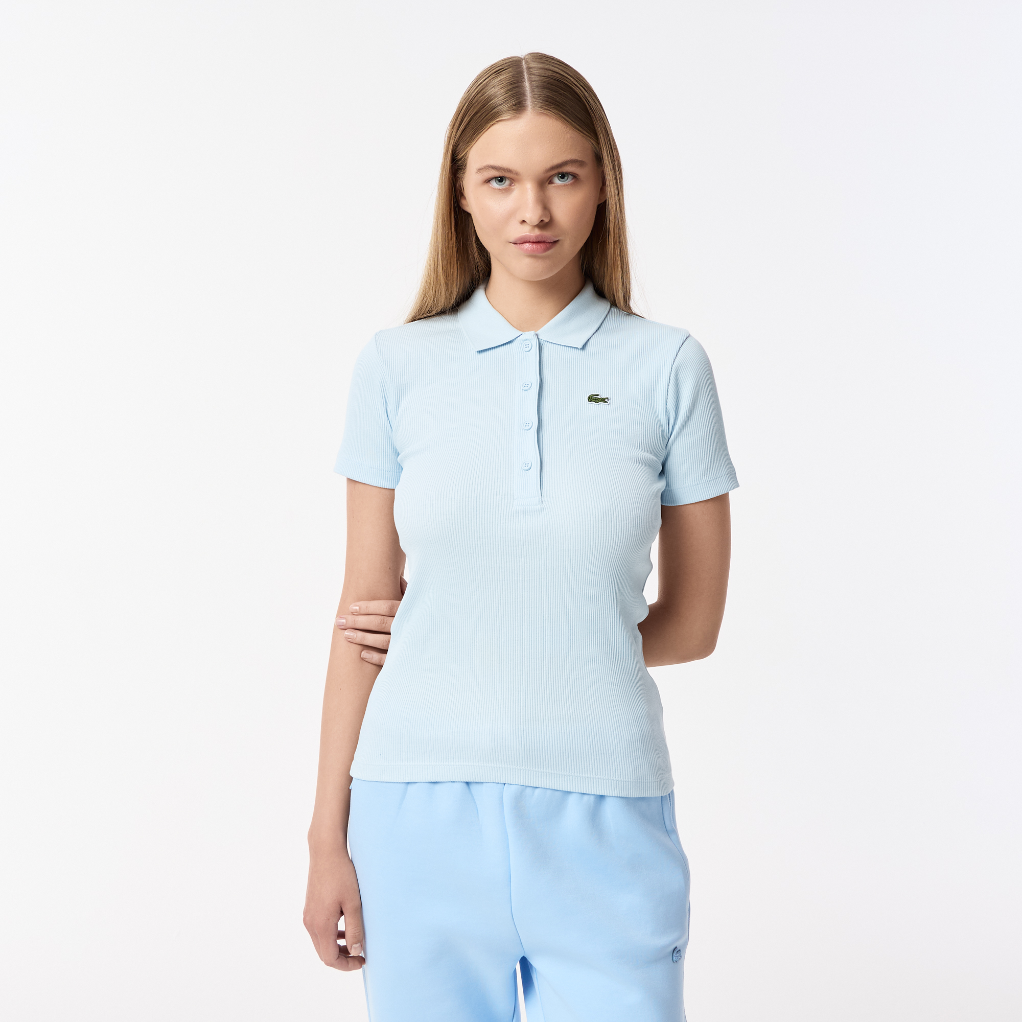 Женское поло Lacoste Slim Fit из органического хлопка, голубой, арт. DF5377