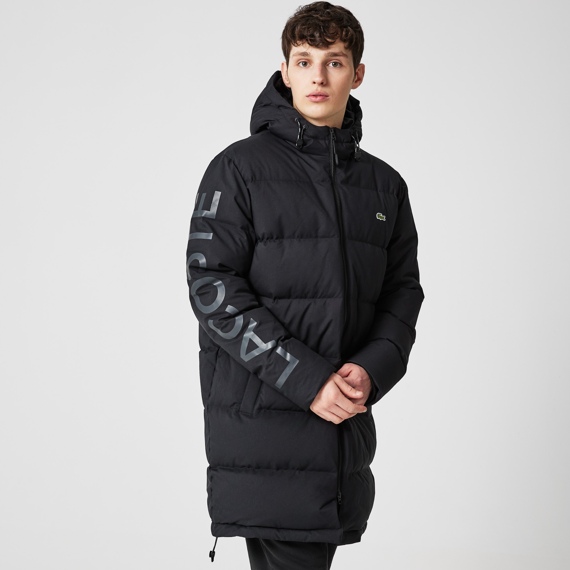 

Мужская утеплённая куртка Lacoste Long Hooded Quilted стандартного кроя, Чёрный
