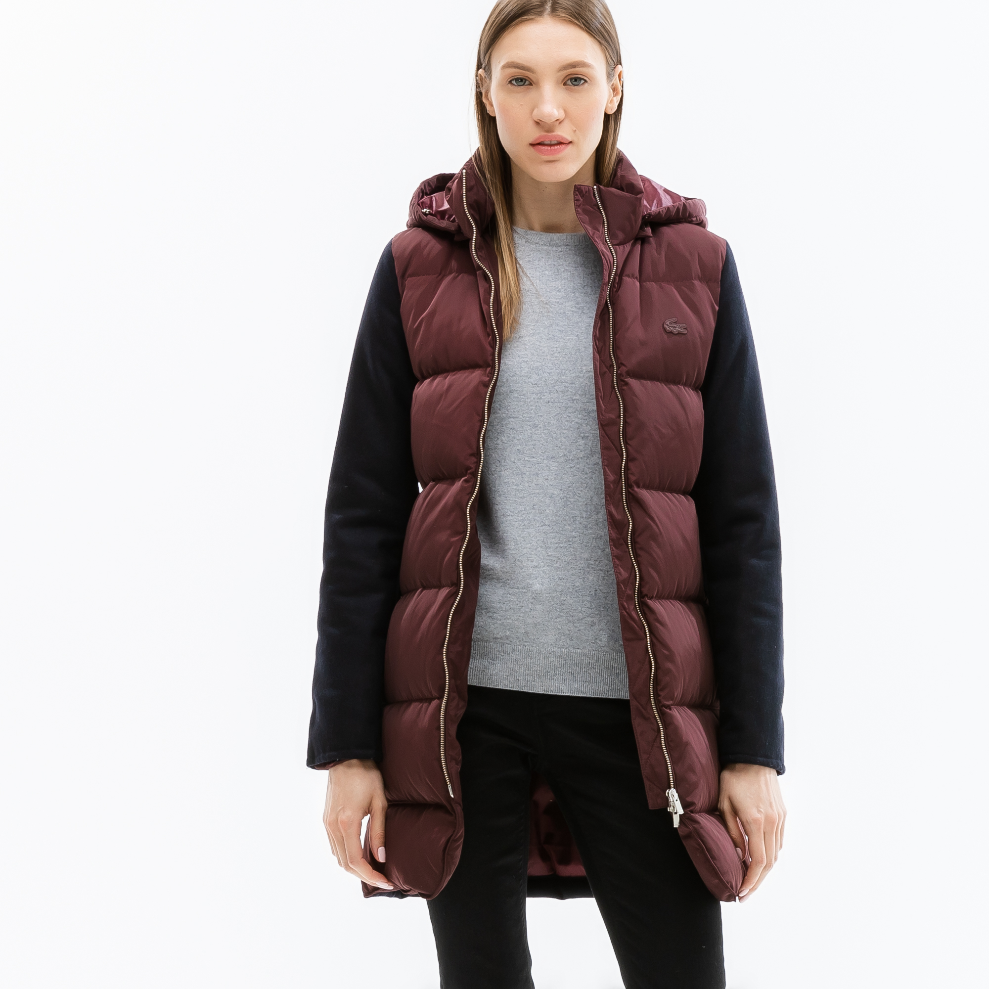 Женская длинная куртка Lacoste, бордовый, арт. BF1726