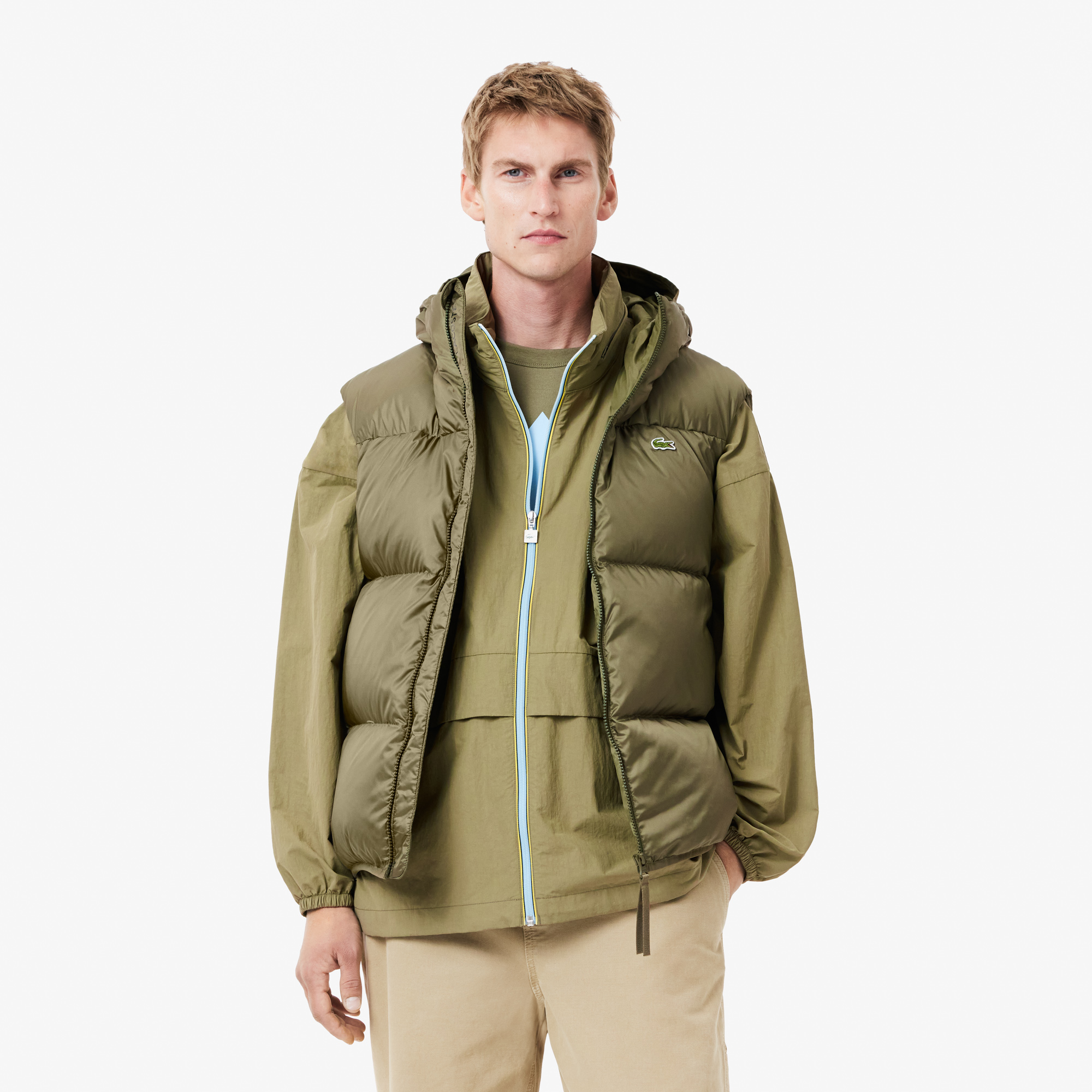 

Мужской влагоотталкивающий жилет Lacoste с капюшоном, Хаки